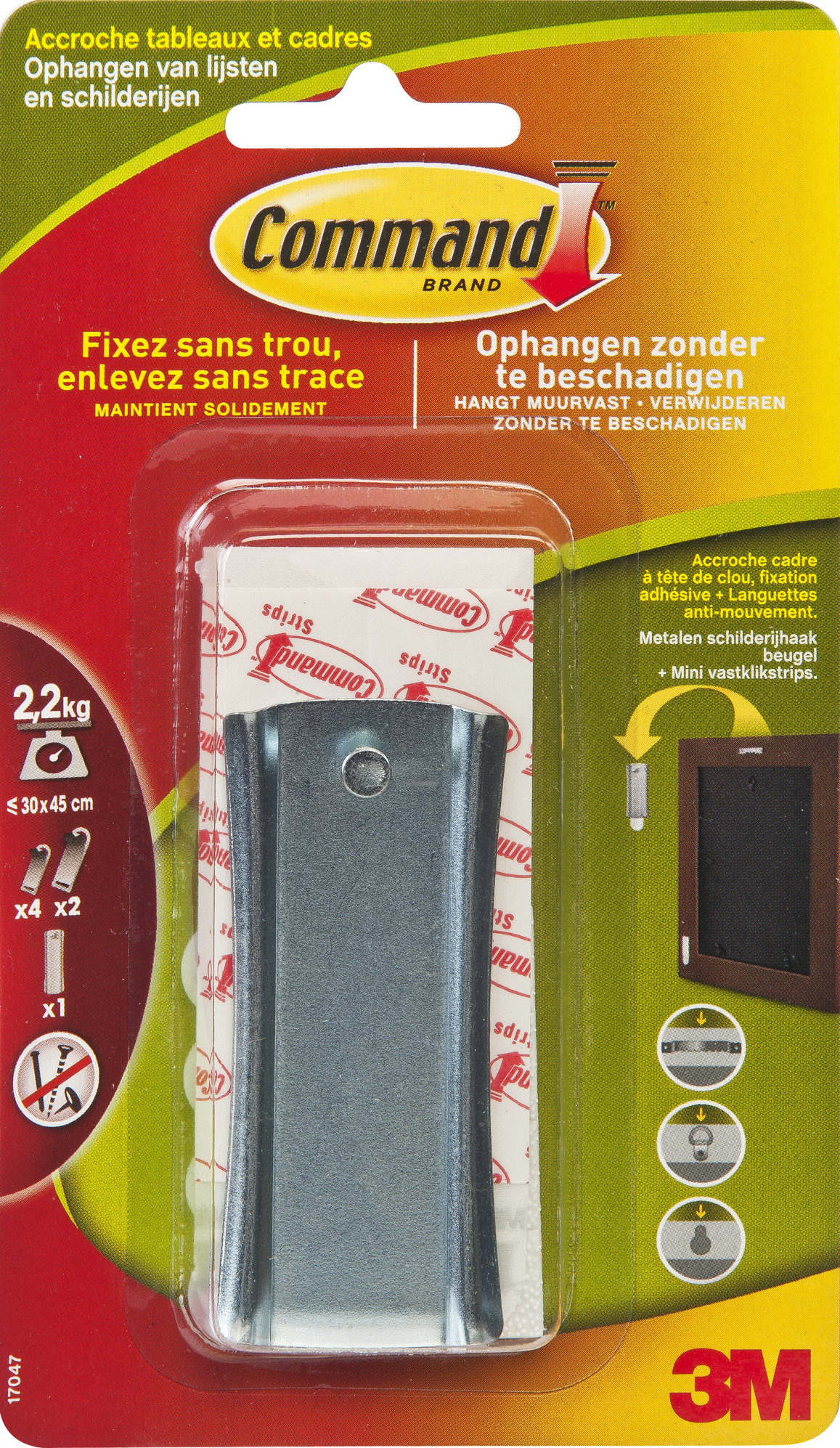 Command by 3M Schilderijhaak Beugel met mini Vastklikstrips