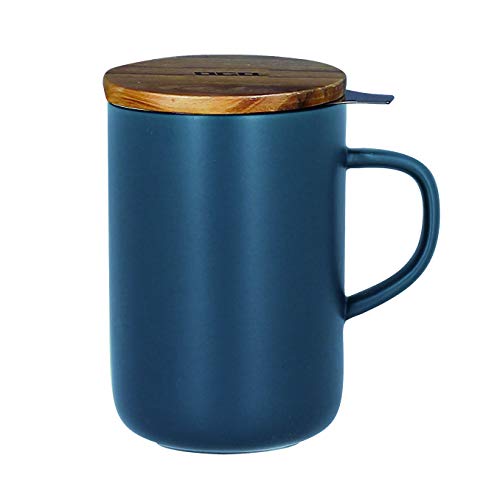 OGO Theemok Blauw 500ml met Inzet en Acacia Deksel