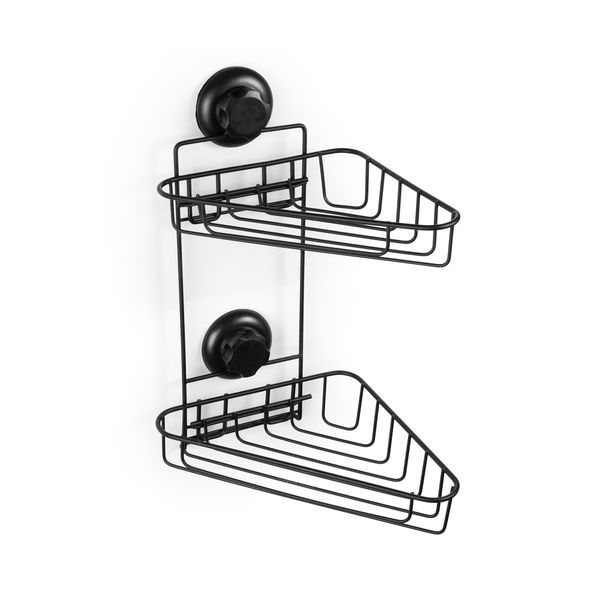 Compactor Douchemand Bestlock Black - Hoekmodel 2-laags - 23.5x22x36 cm - met Zuignappen - Draagkracht tot 12kg