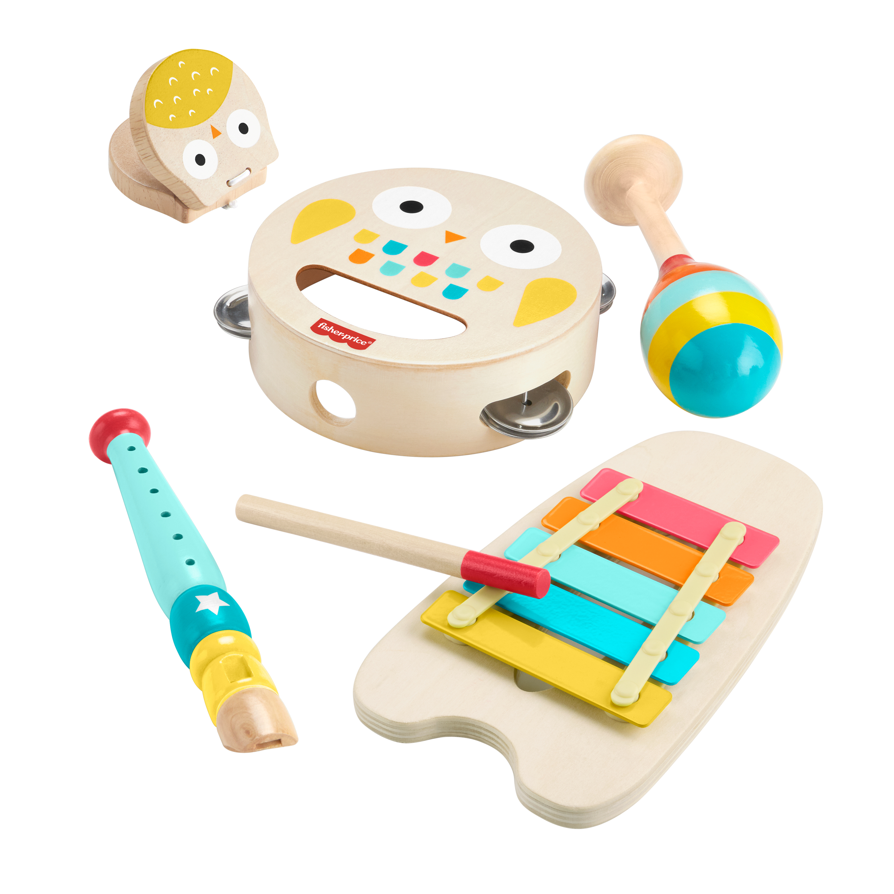 Fisher-Price Muzikale cadeauset met houten instrumenten, 6 onderdelen
