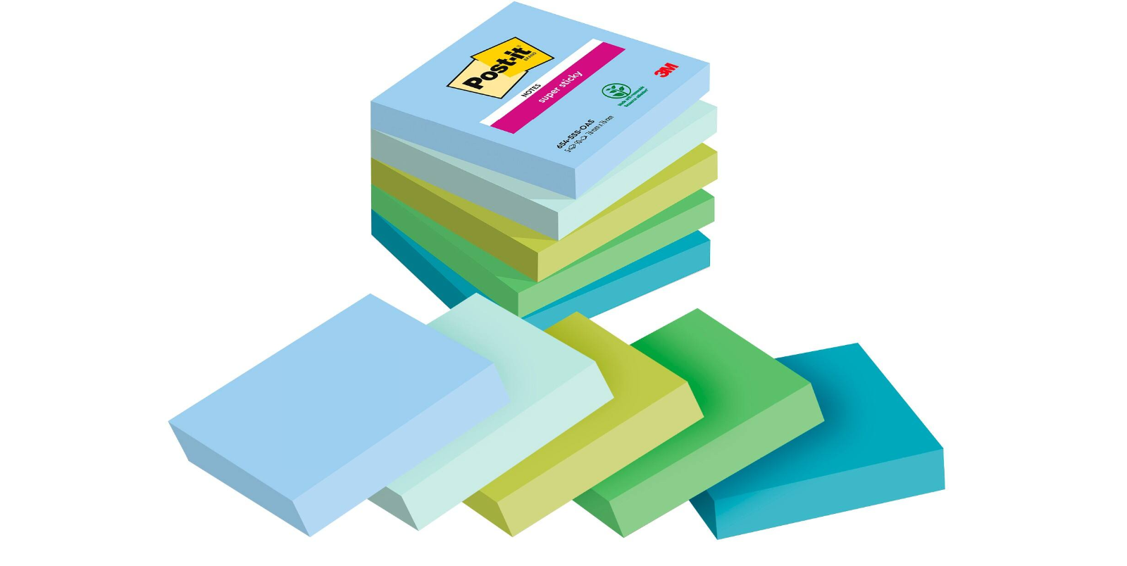 Post-It Super Sticky Notes - Oasis 76x76mm - 5x90 vel