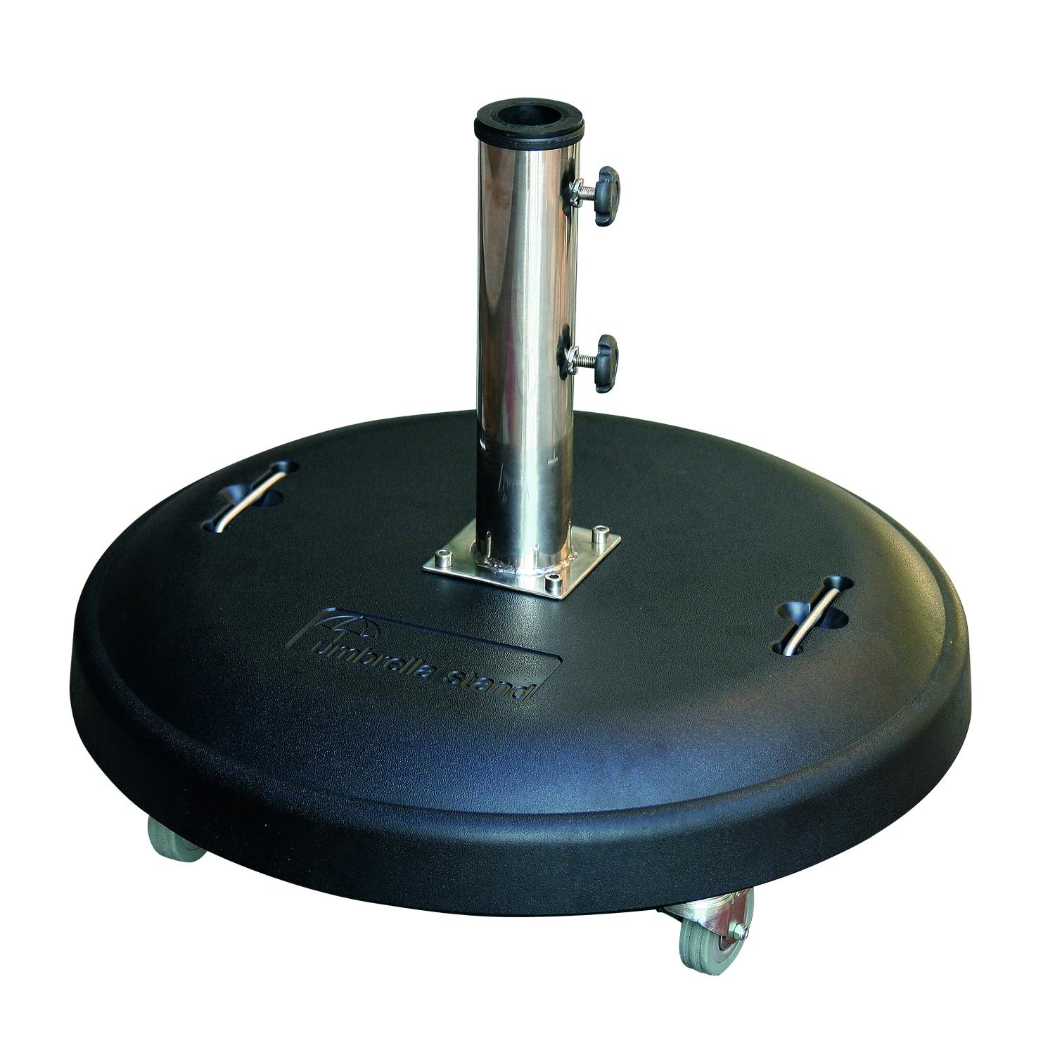 Parasolvoet 50kg op stevige wielen Tot 58mm buizen - RVS houder