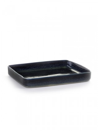 Serax Bord Terres de Rêves Dark Blue 18x18 cm - met Hoge Rand - by Anita Le Grelle