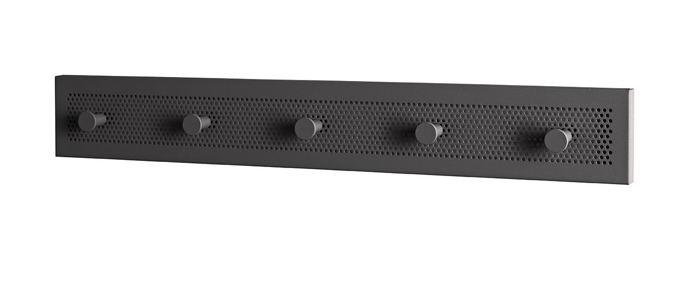 Wandkapstok Pedro 5 Zwart 57x8x4 cm met 5 Haken