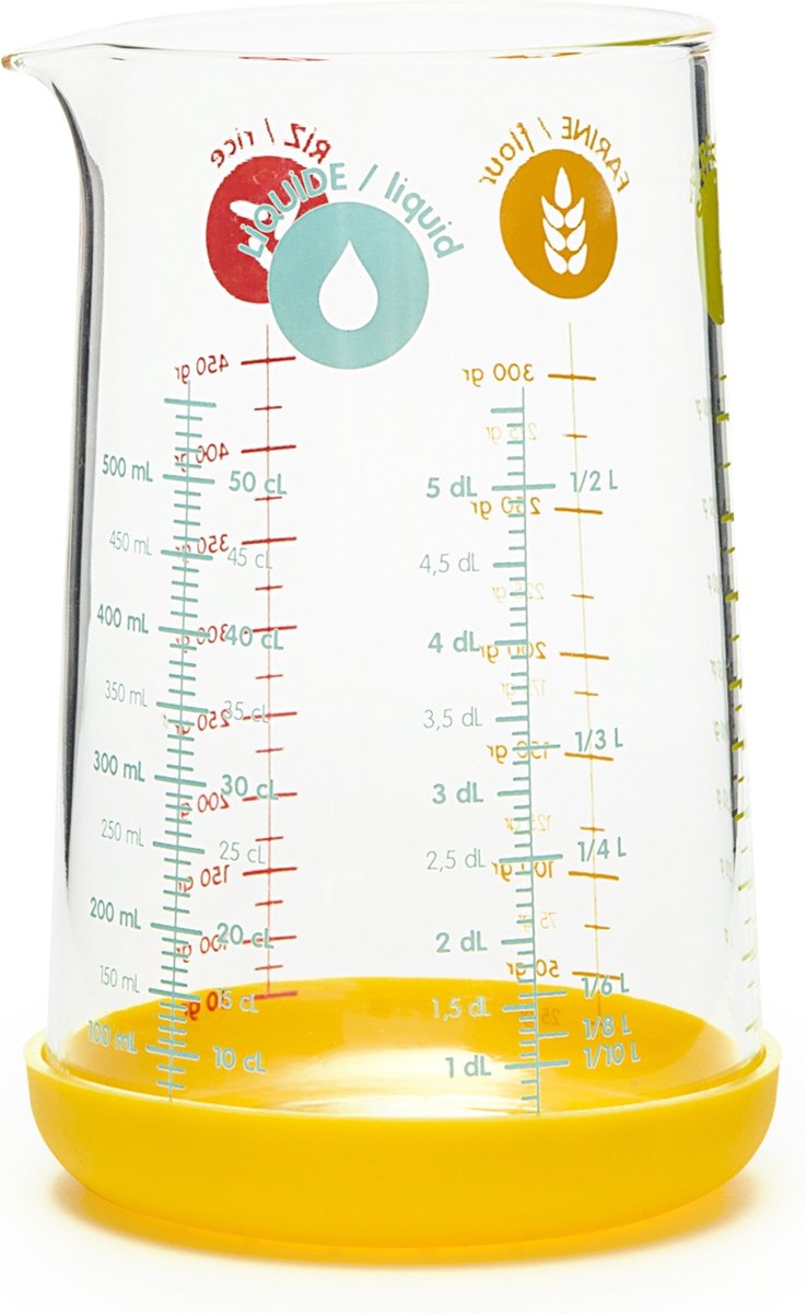 Pebbly Maatbeker 500ml - Borosilicaatglas/Silicone - 8x15 cm