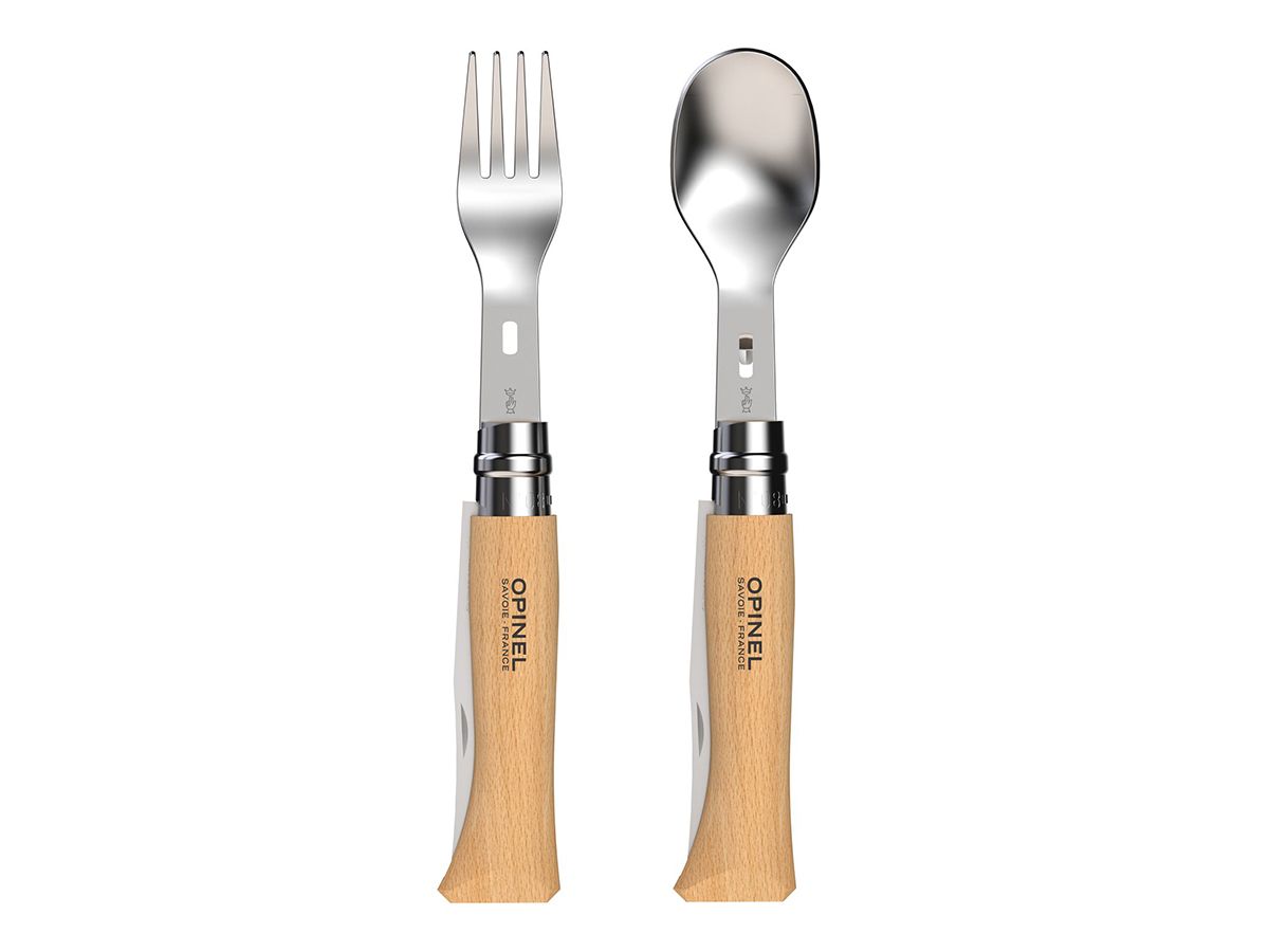 Opinel Bestekset Outdoor Picnic Plus 4-delig - RVS/Hout