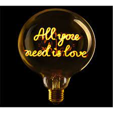 MITB Gloeilamp All You Need Is Love G125 - E27 - 2W - Geel - Staand