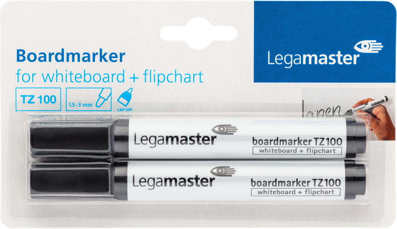 Legamaster Boardmarker TZ100 Zwart - 2 stuks - Whiteboard/Flipchart