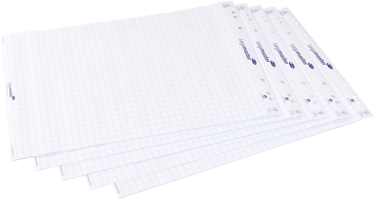 Legamaster Flipover Papierblok Geruit 98x65 cm - 20 vel - Set van 5