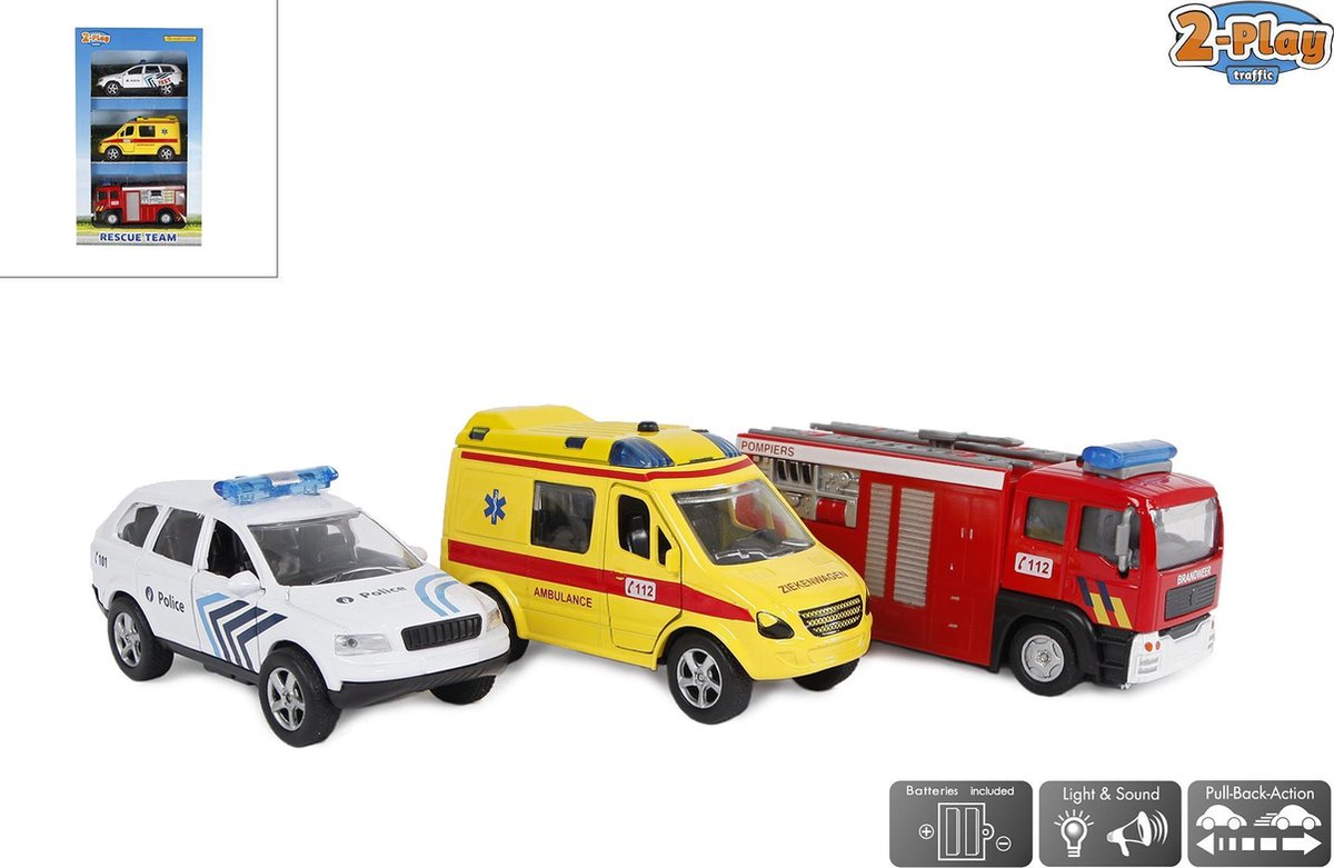 Reddings Team, 3 Belgische hulpdiensten met licht en geluid, 11 cm
