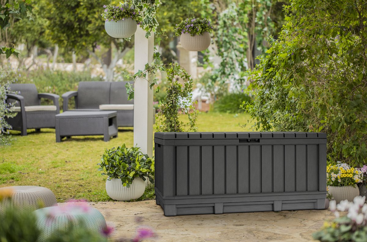 Keter Opbergbox Kentwood Antraciet Houtlook 128 x 53,6 x 59cm