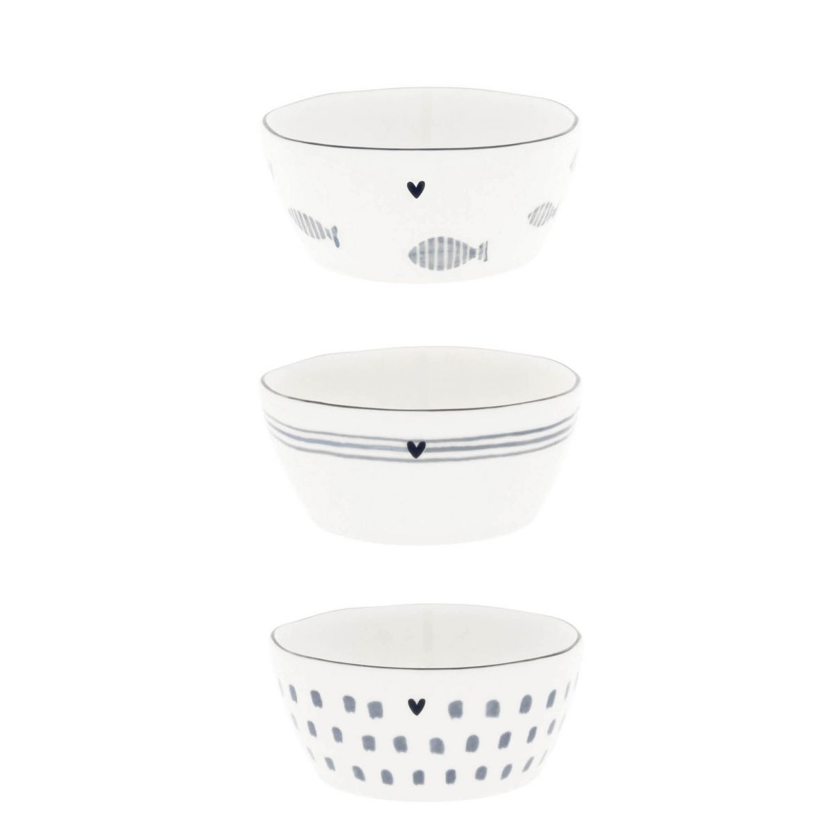 Bastion Collections Bowl Blue Print 9.5x4 cm - Keramiek - Kom/Schaaltje - assorti - prijs per stuk