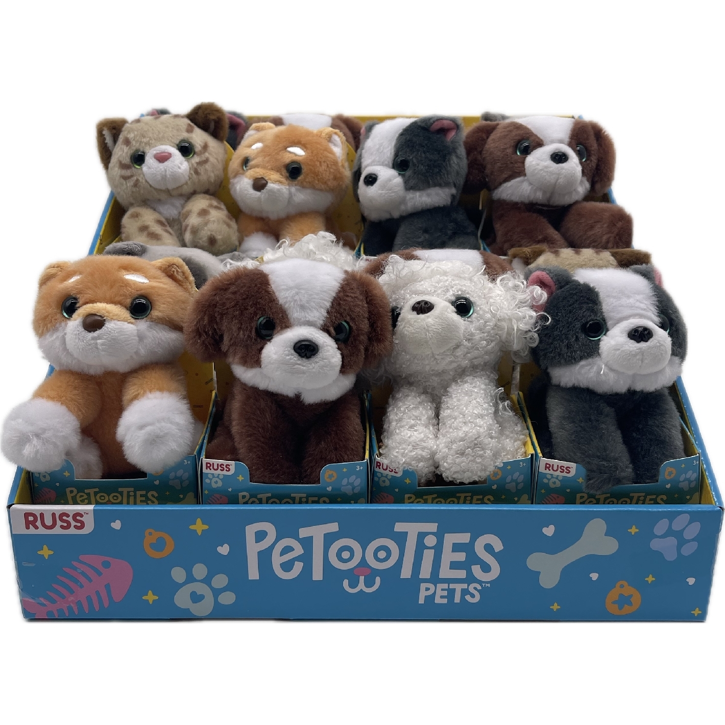 Petooties Whisker Friends Dieren, Kleine pluche in doos Russ Plush