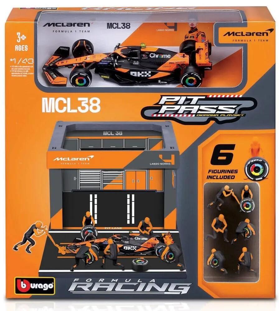 Burago McLaren Pit Pass schaal 1:43 met Lando Norris