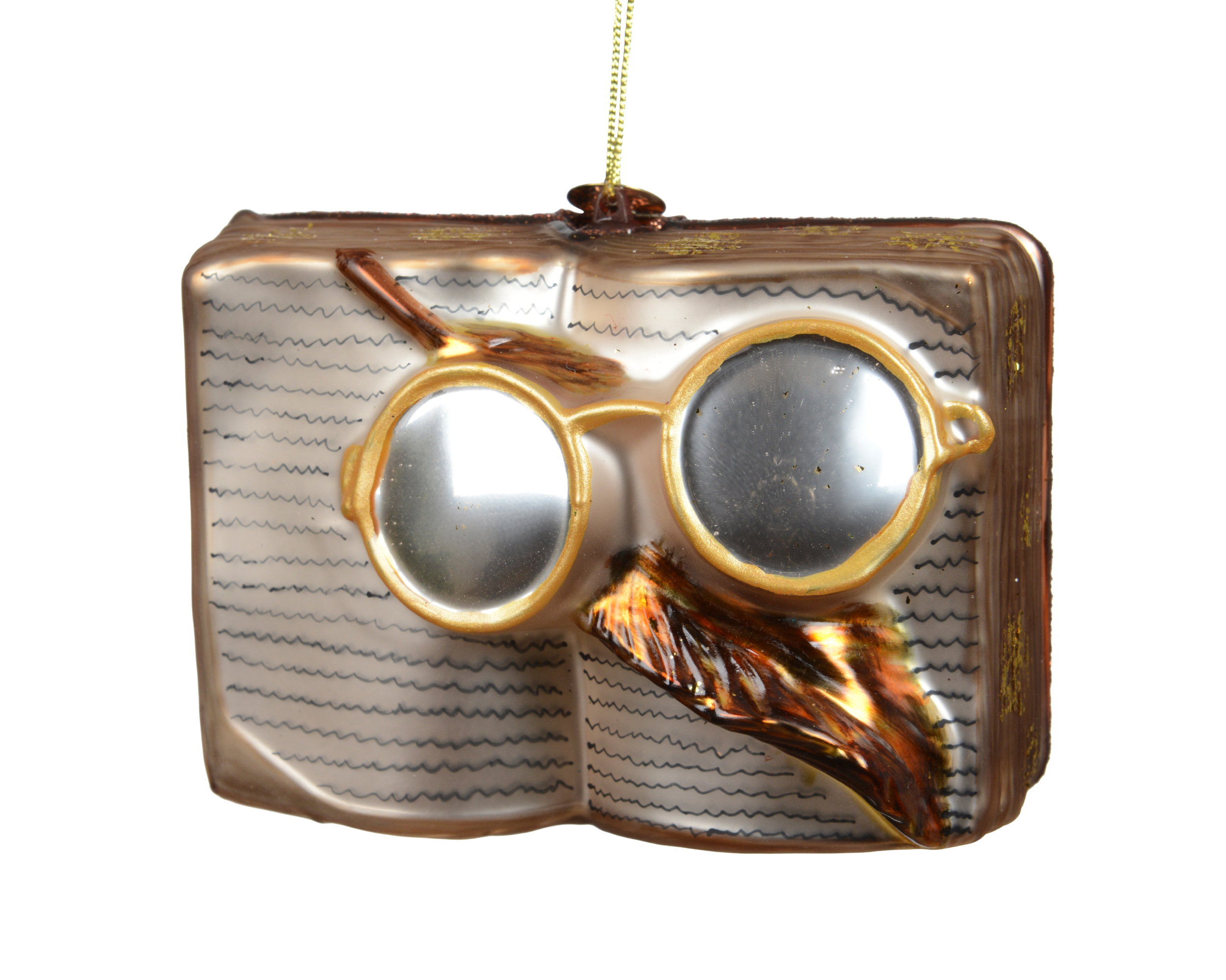 Boomhanger Glas Boek met Bril - 10x5x7.5 cm