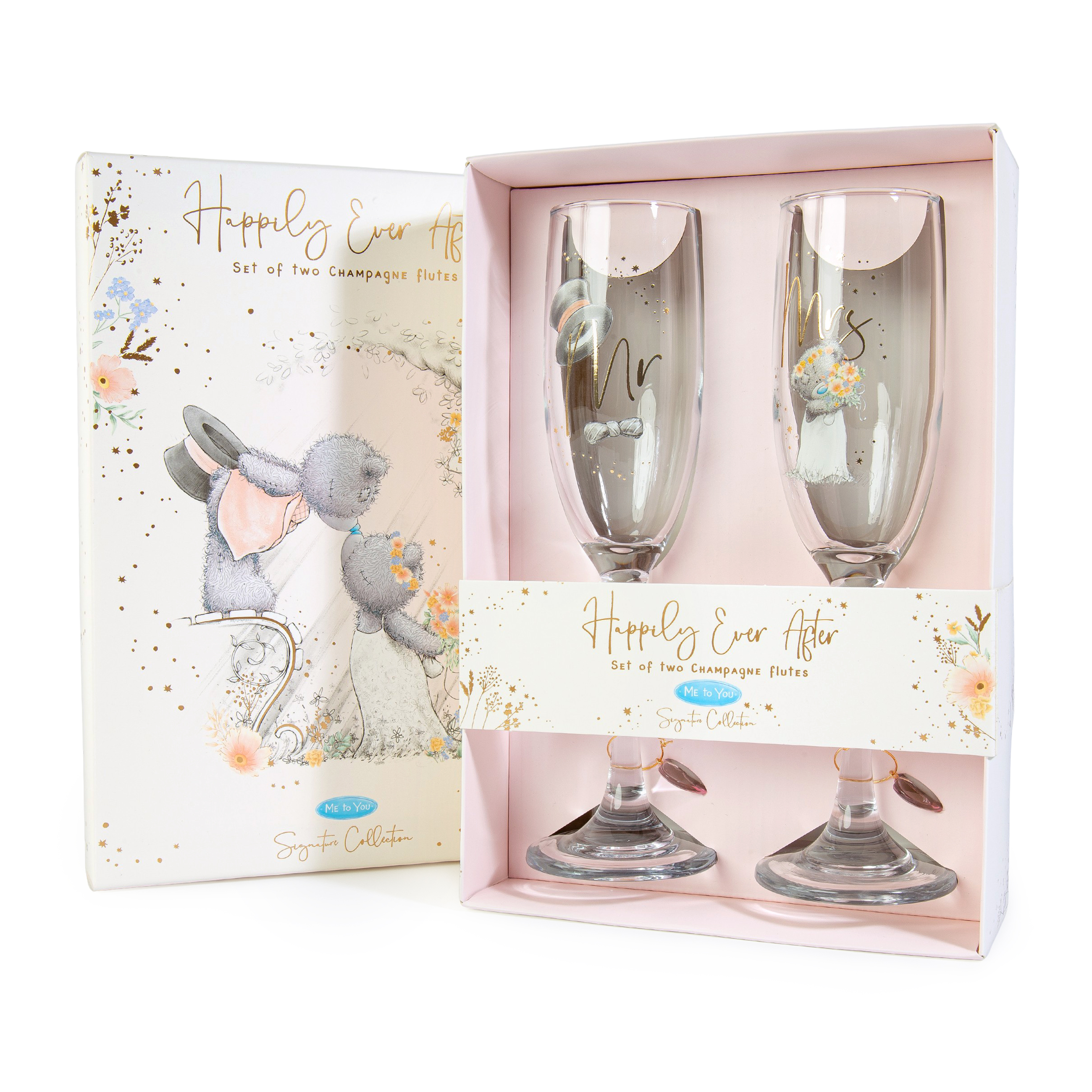Me To You Champagne Glazen set Mr & Mrs