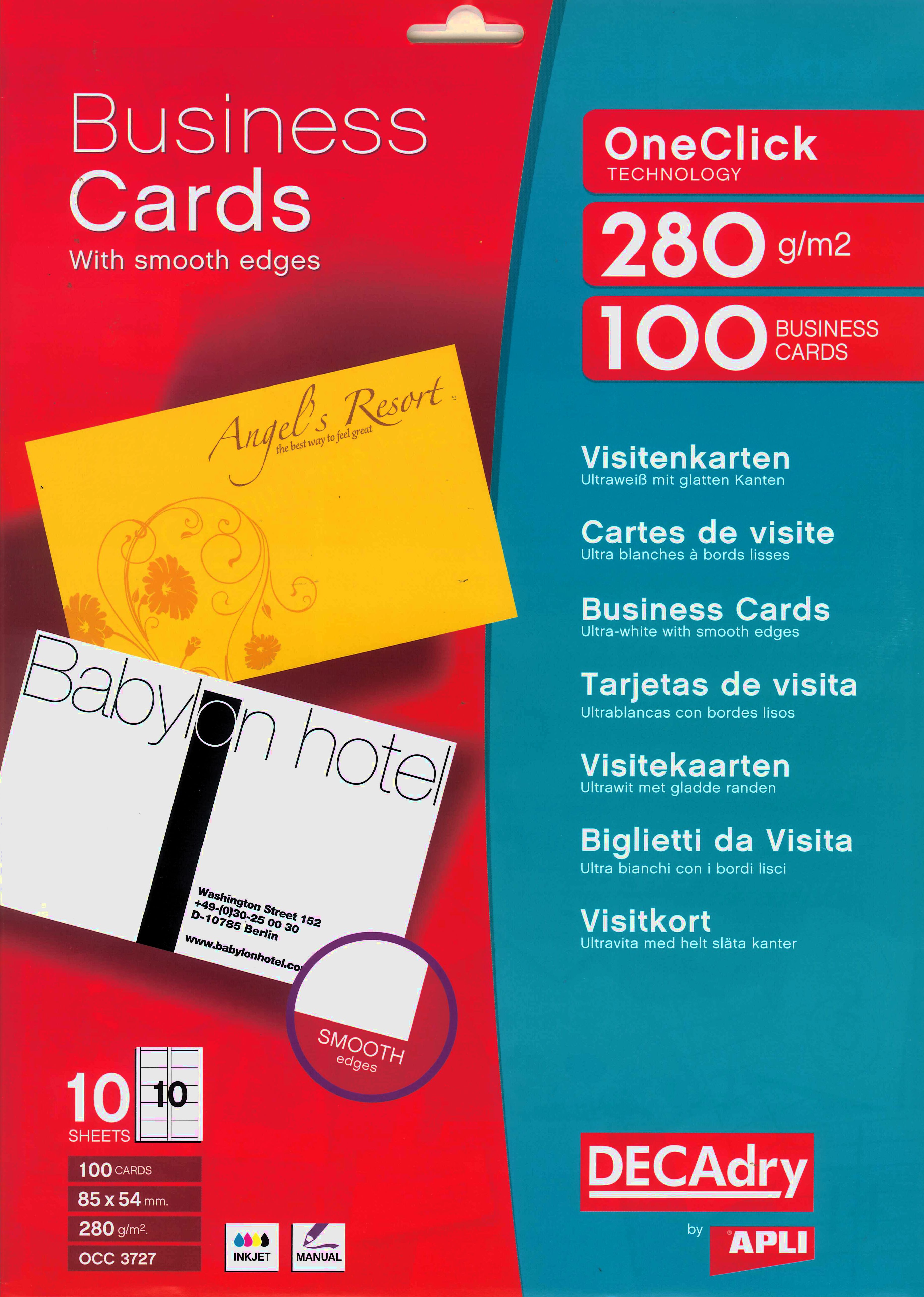 Apli Visitekaarten OneClick 280gram 100 Stuks