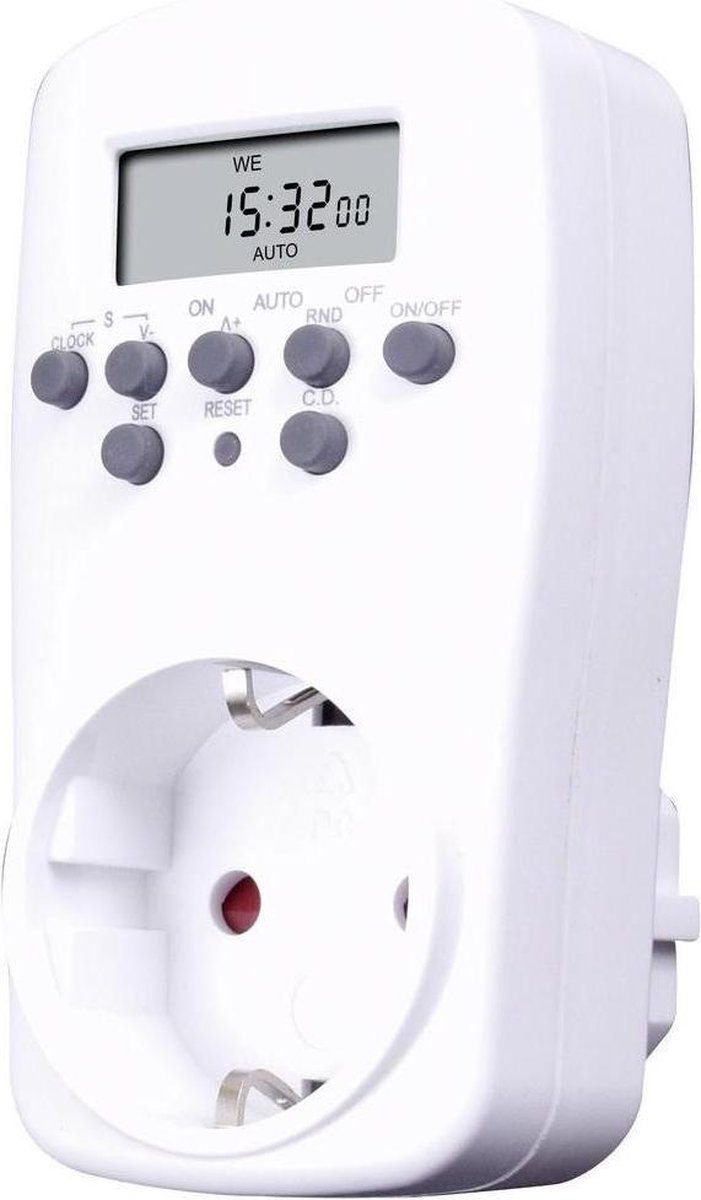 Elix Digitale Tijdschakelaar 2000W 8A Wit Dag/Week Programma