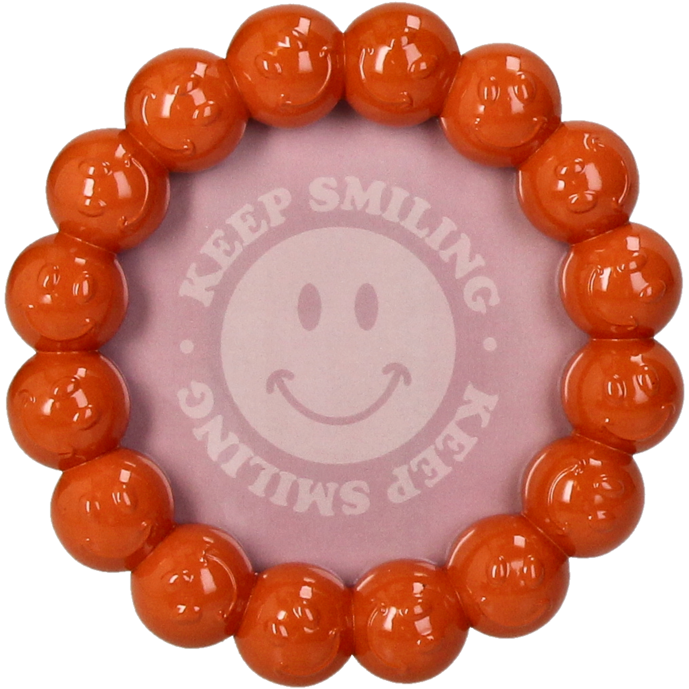 Fotokader Smiley Oranje 10cm Rond - Polyresin