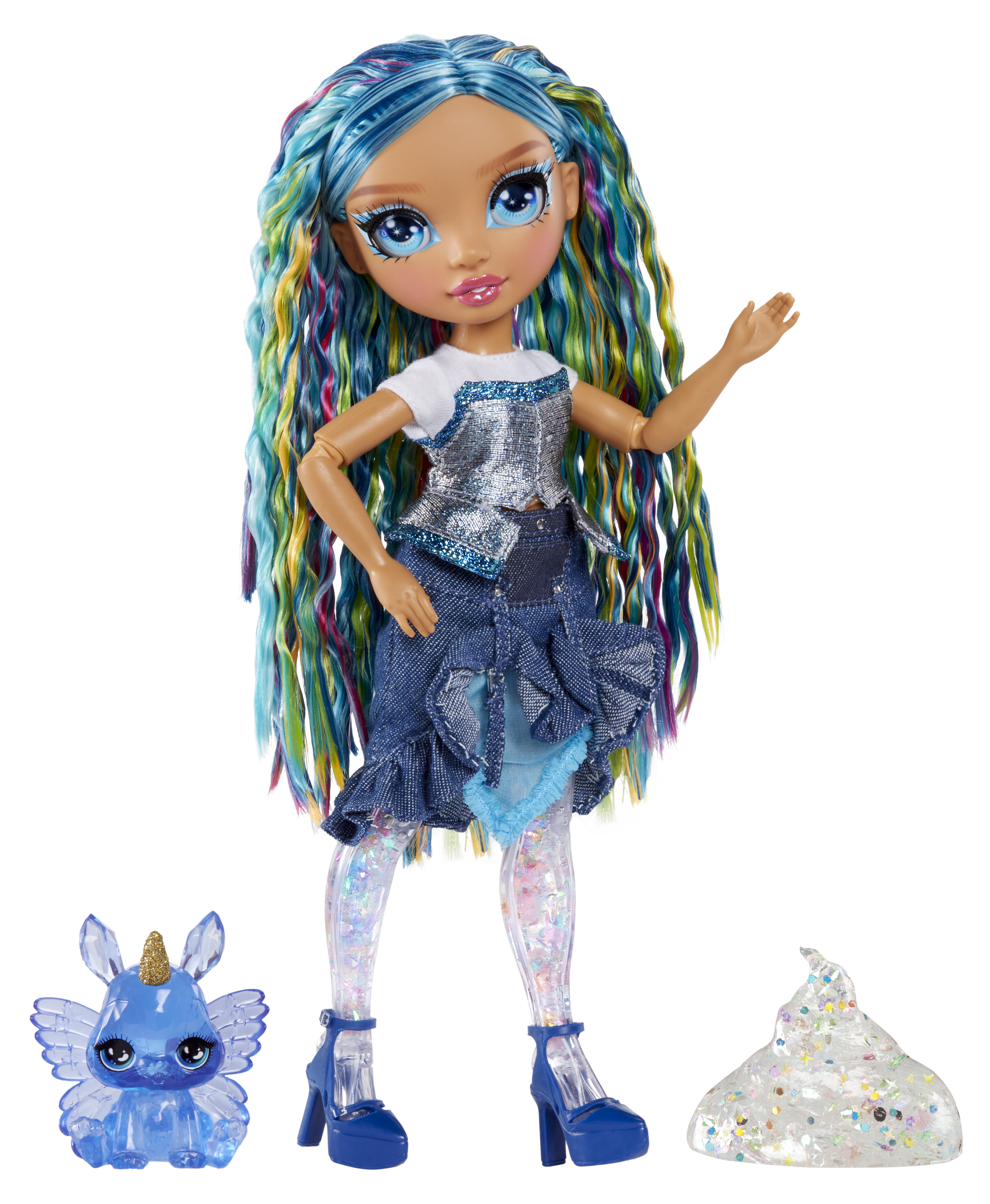 Rainbow High Shimmer with Slime Skyler (blauw)