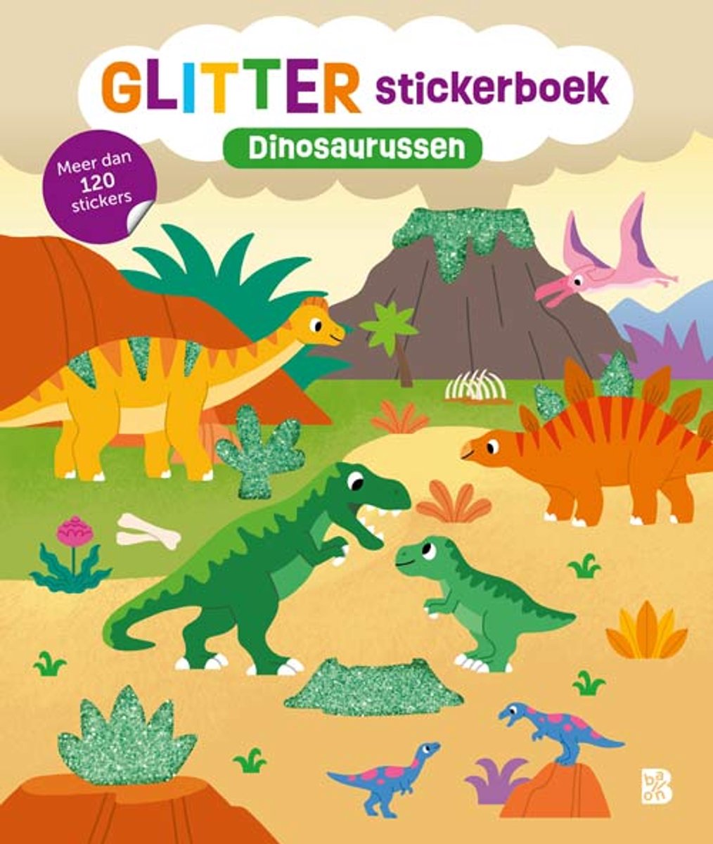 Glitterstickerboek Dinosaurussen +4j