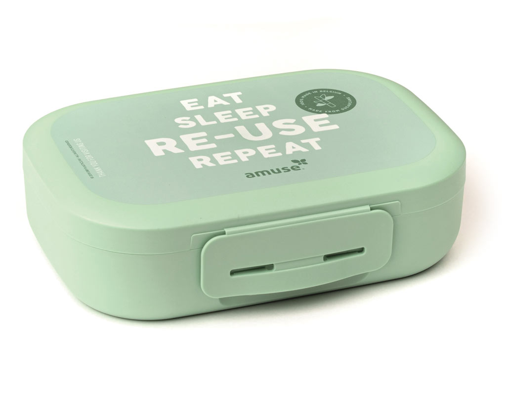 Amuse Brooddoos Groen 18x13x5 cm - Bio - met Clip