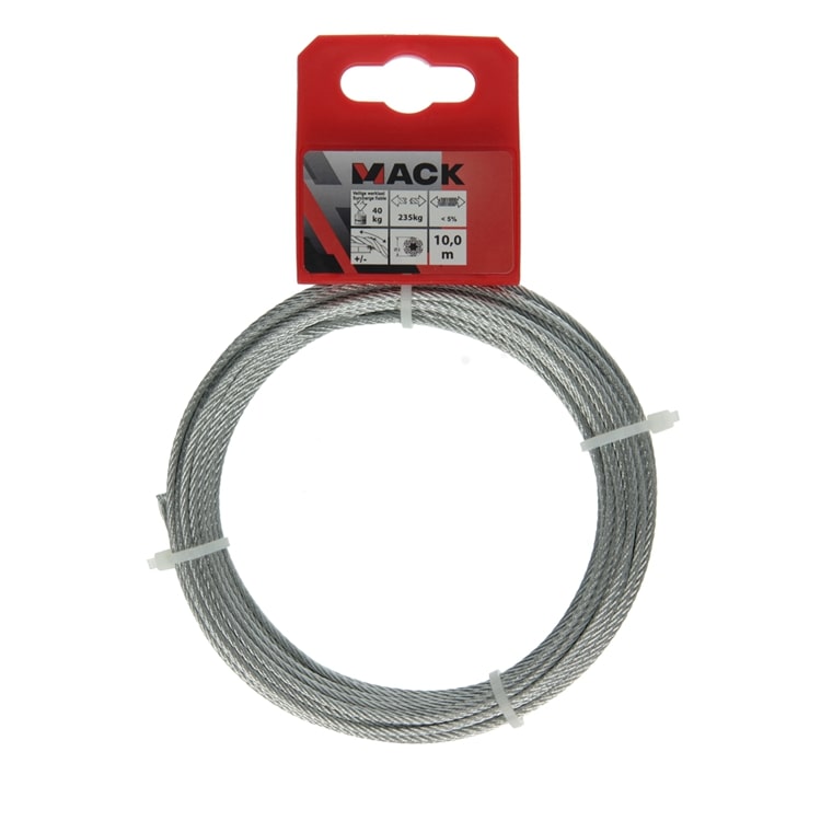Mack Verzinkte Staalkabel 10 m Breukbelasting: 200 kg 2 mm