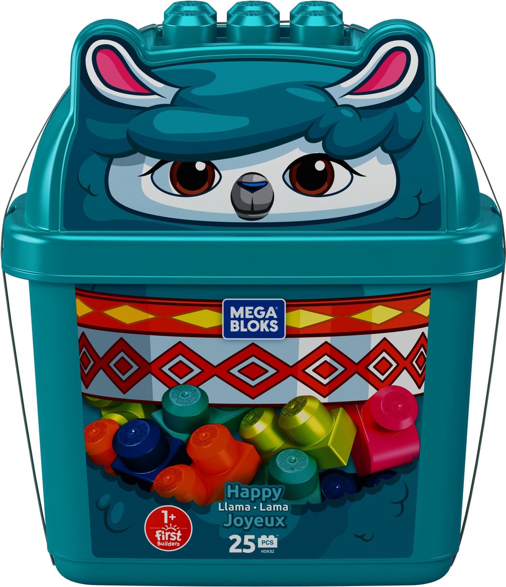 Mega Bloks First Blauwe ton 25 blokken, happy lama
