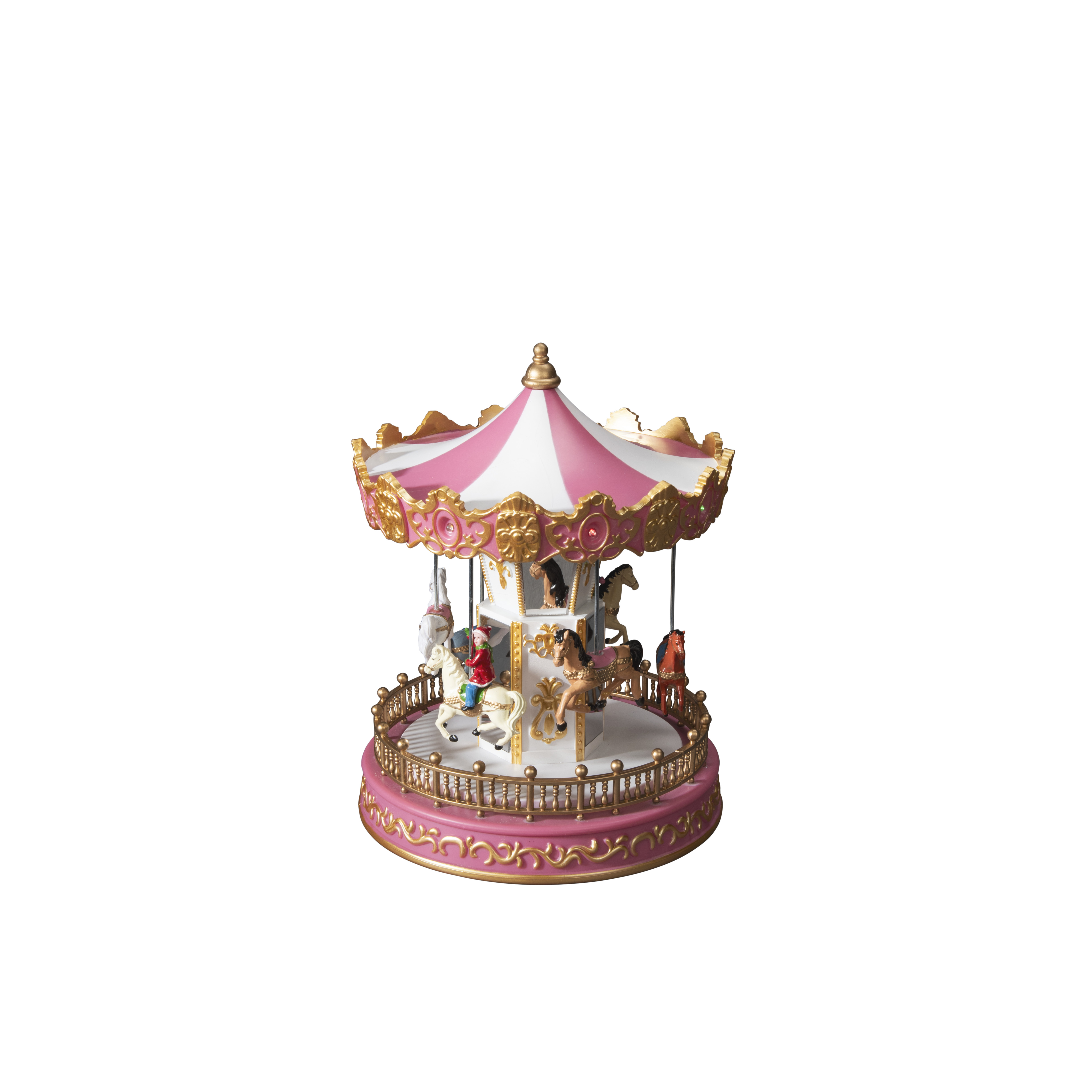 Konstsmide LED Caroussel met Muziek - Roze/Wit - 14 leds - Multicolor - op Batterijen (excl.) & USB