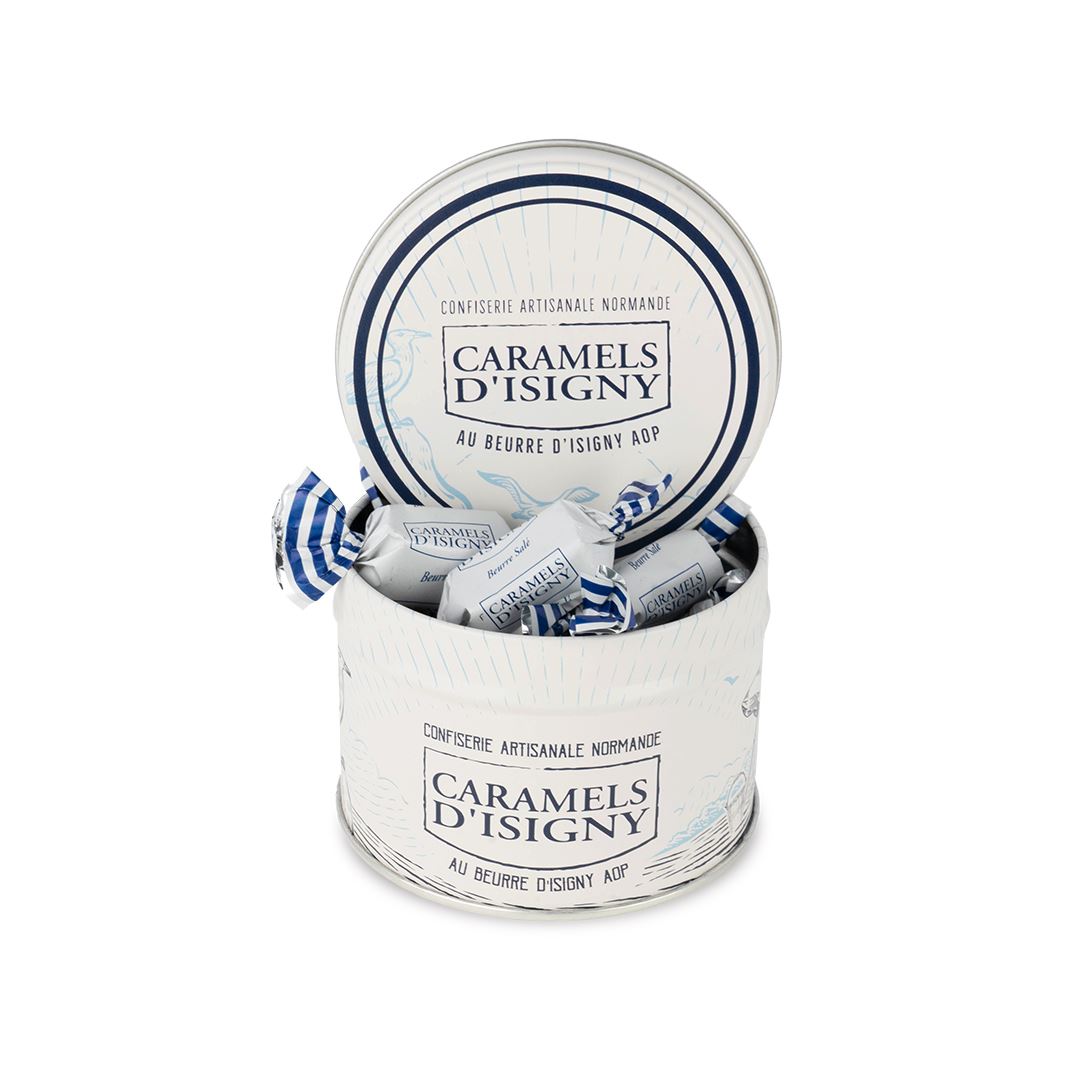 Caramels d'Isigny Caramels Gezouten Boter 100g - in Ronde Metalen Doos