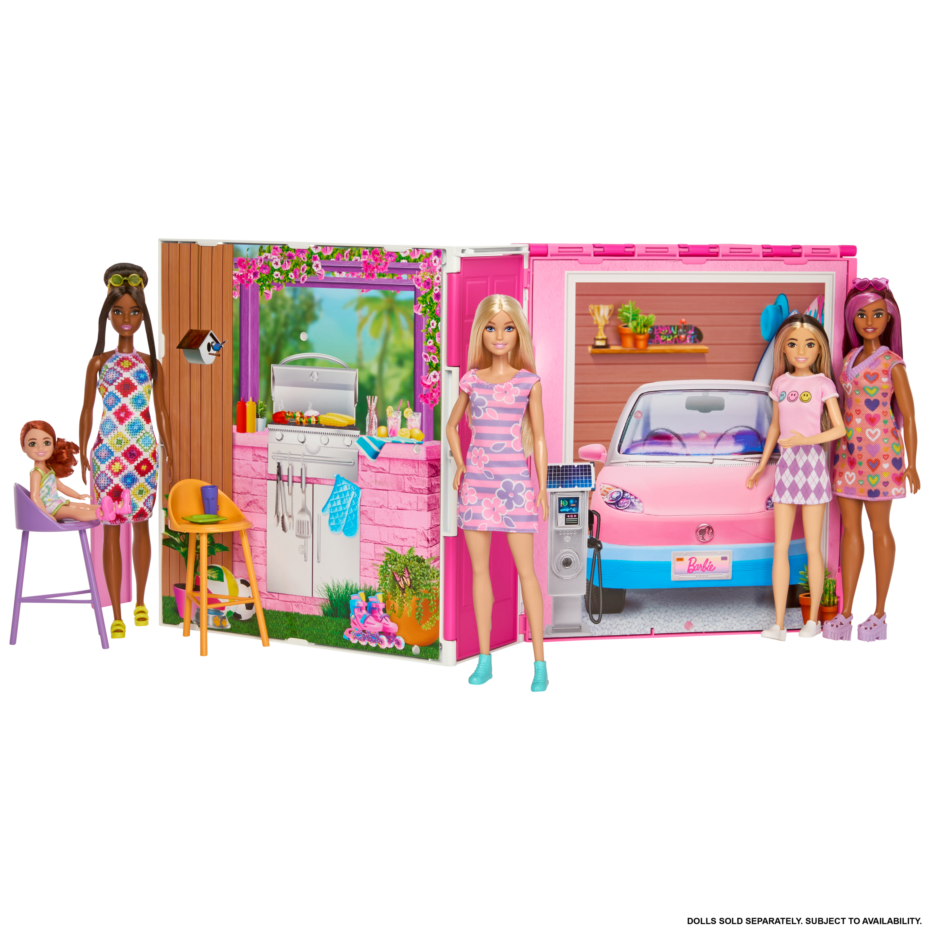 Barbie - Getaway House - Speelhuis 66 x 43 cm met Barbiepop en 11 accessoires