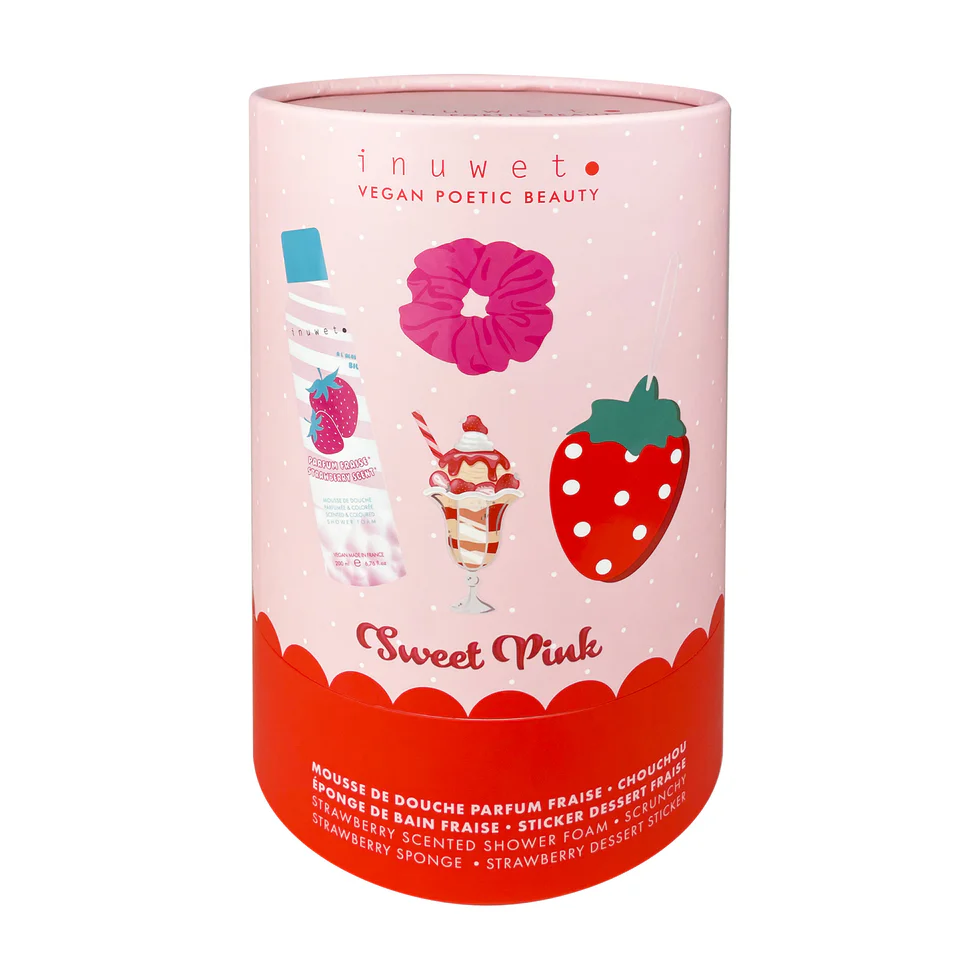 Inuwet Badset Sweet Pink Strawberry - Douchemousse, Spons en Haarelastiek