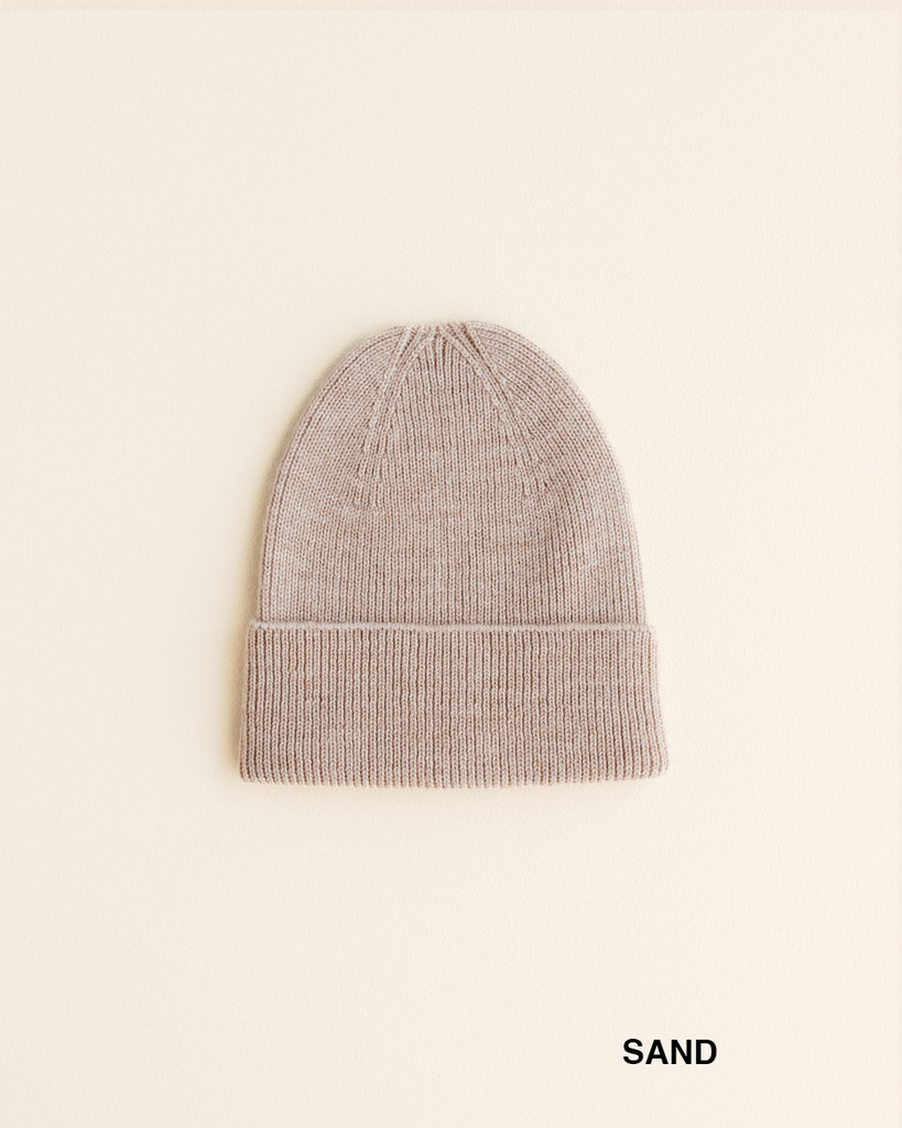 Hvid Muts Beanie Fonzie Newborn Sand