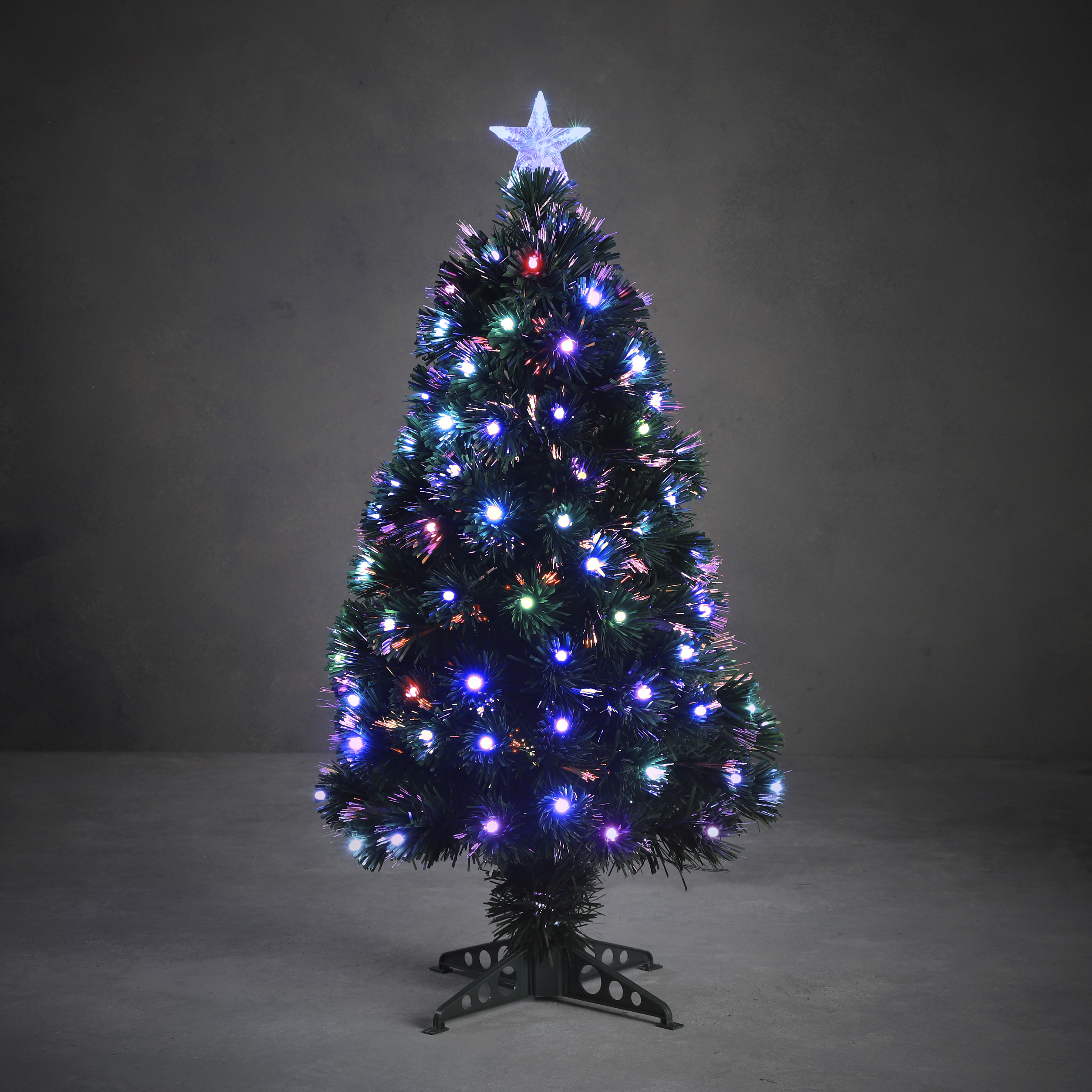 Kerstboom Abbey LED Groen 90x40 cm - 95 Lights - Multicolor