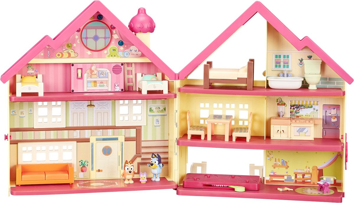 Bluey ultiem speelhuis met licht & geluid, openvouwbaar, 3 figuren en accessoires