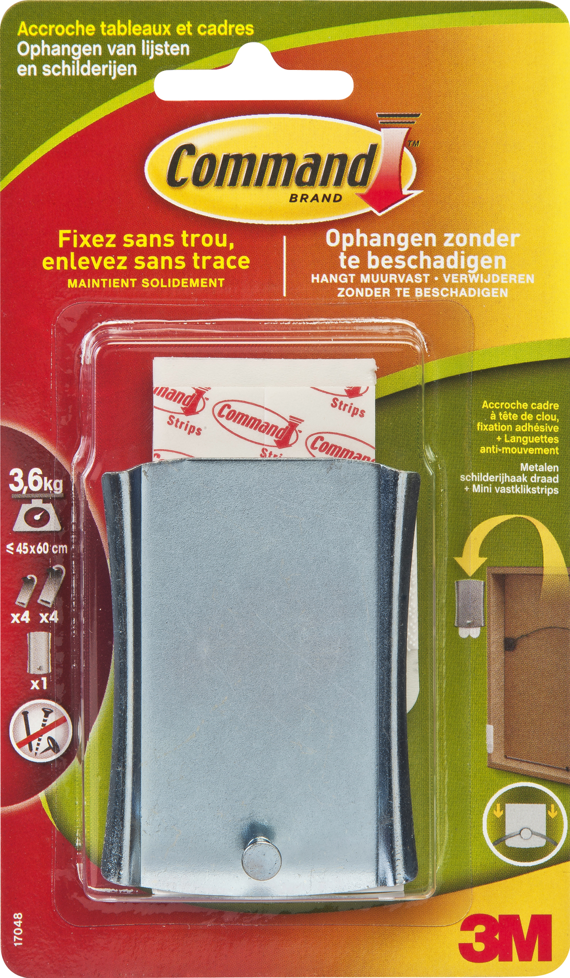 Command by 3M Schilderijhaak Metaal Draad + Mini Vastklikstrips