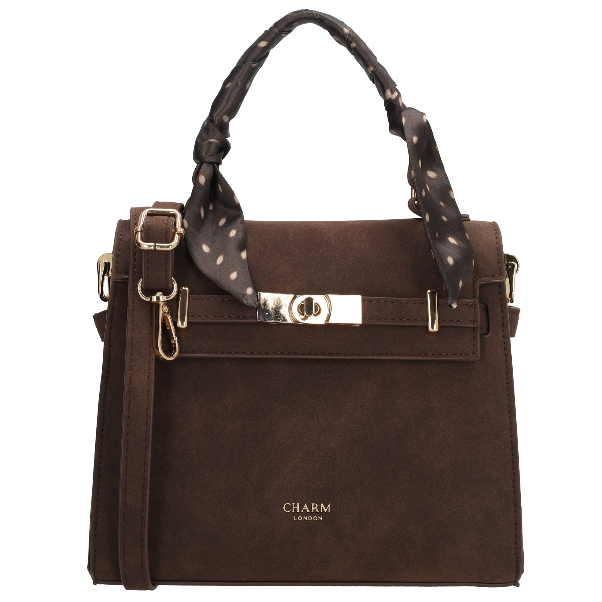 Charm London Handtas The Hamptons Village Donkerbruin 23x8x18 cm