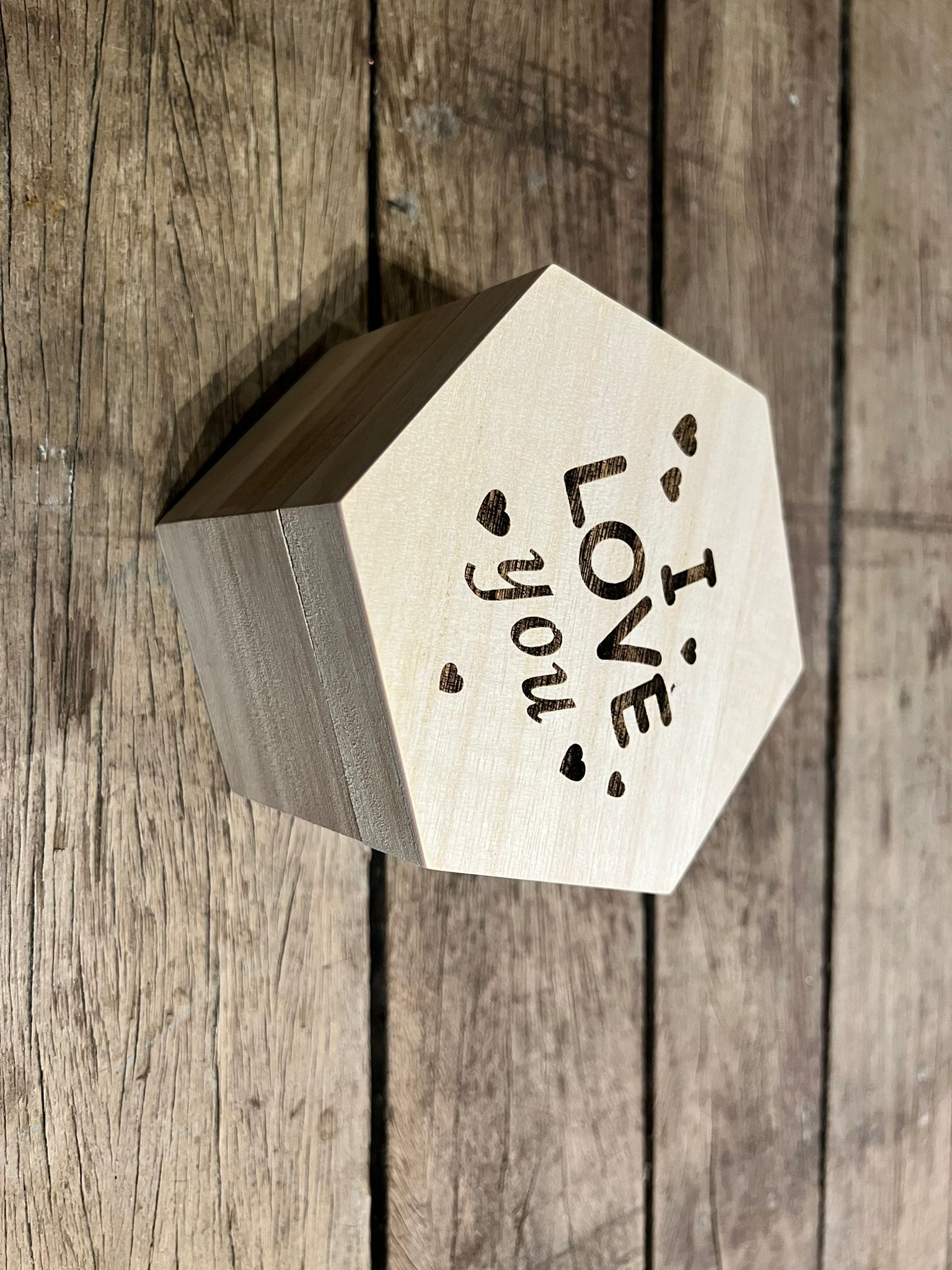 Dotti Doos Hexagon I Love You Met Hartjes