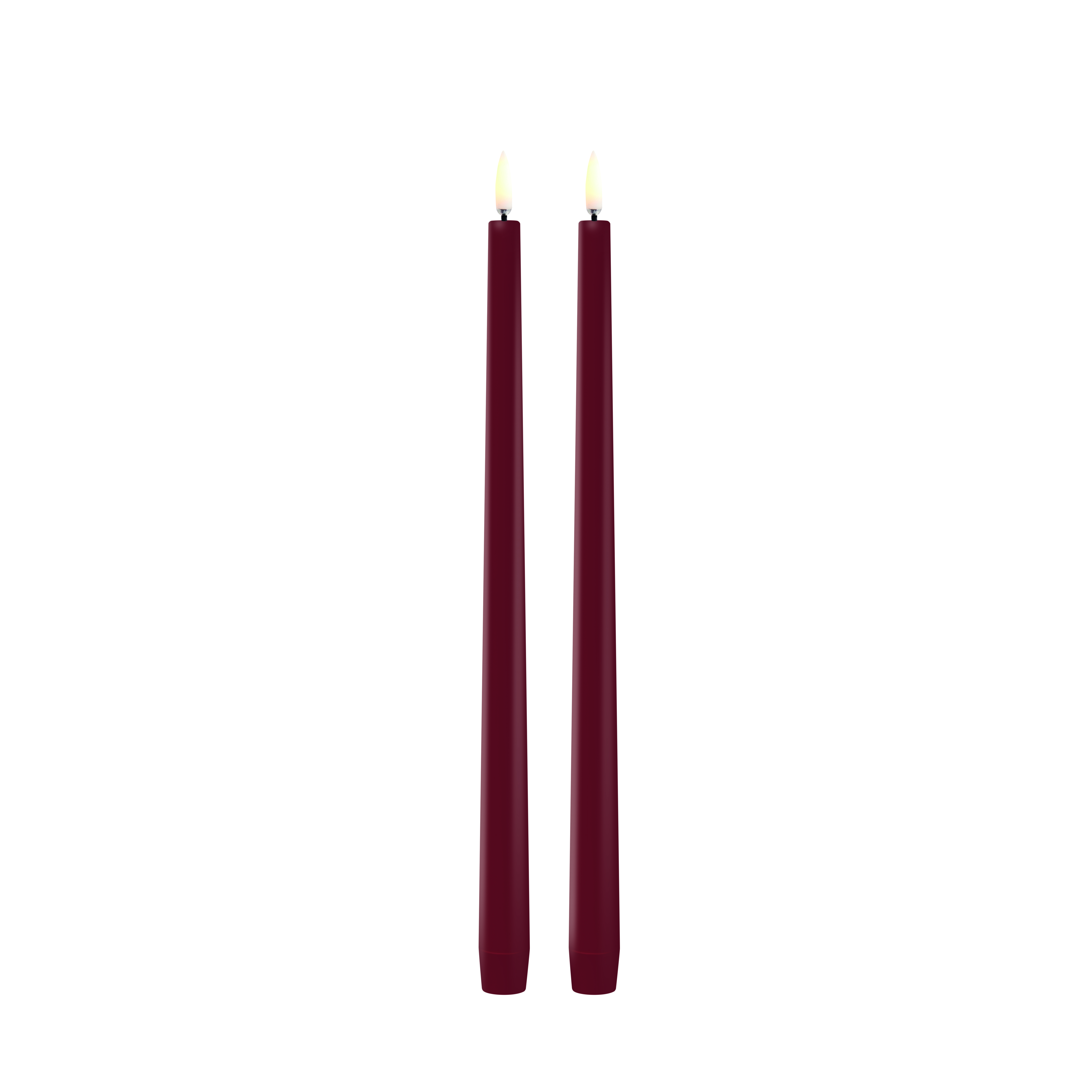 Uyuni Lighting LED Kaars Slim Taper Smooth Carmine Red 2.3x32 cm set 2 stuks - op Batterijen (excl.)
