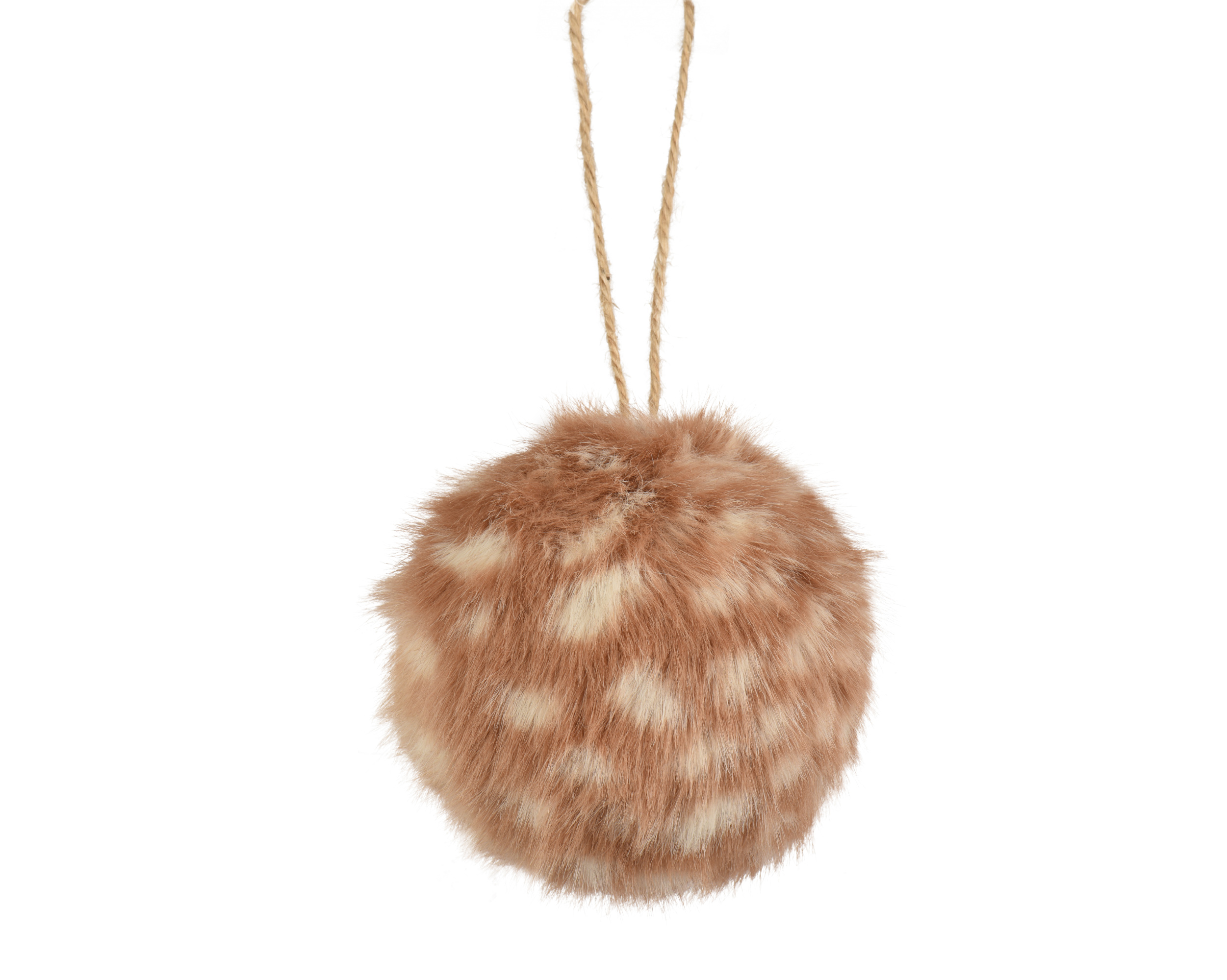 Kerstbal Faux Fur Bruin 8cm