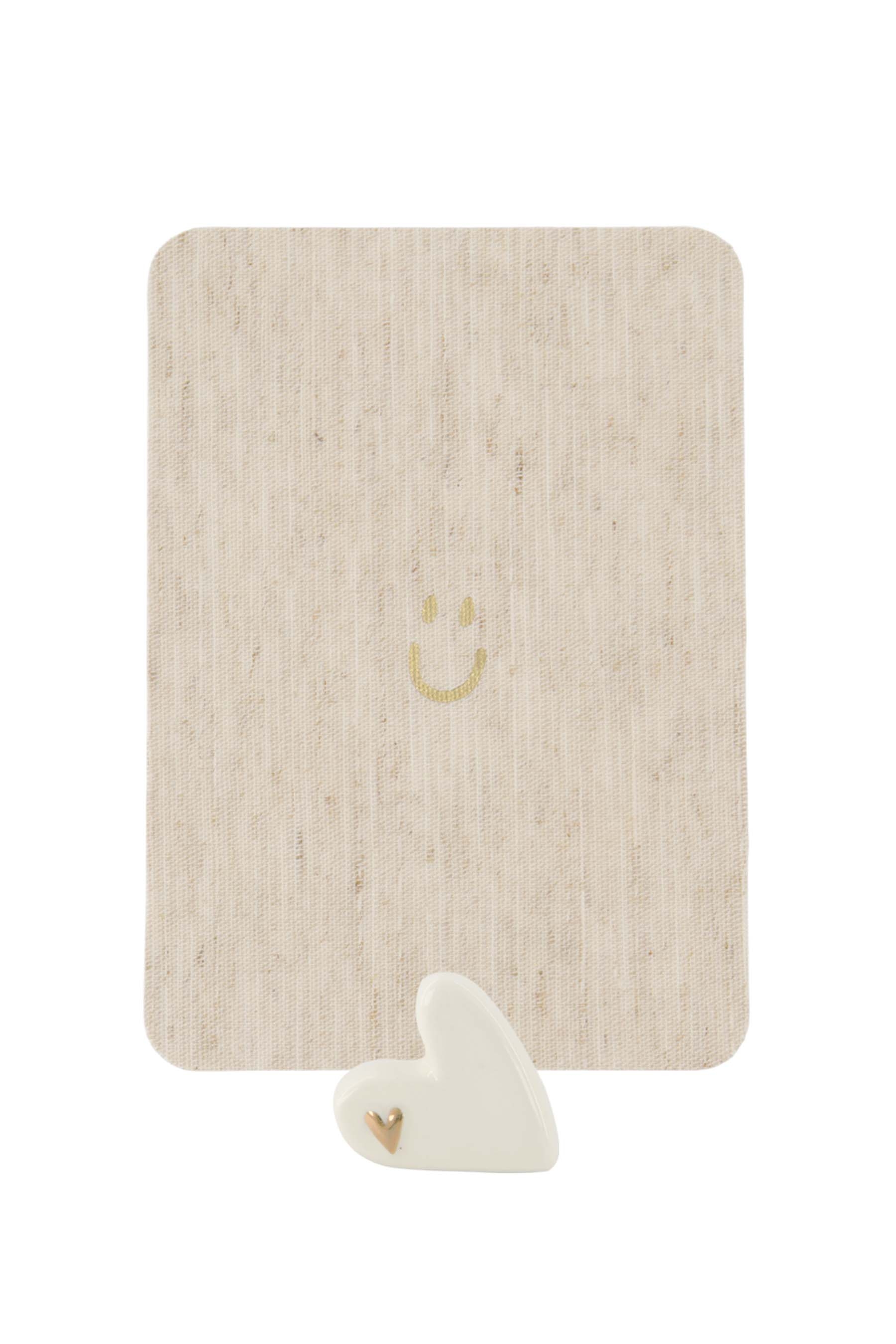 Zusss Kaartenstandaard Hart Keramiek Wit-Goud 4x3.5x1.6 cm