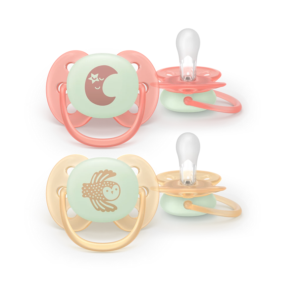 Philips Avent Fopspeen Ultra Soft Night Terracotta-Perzik +0 maand - 2 stuks