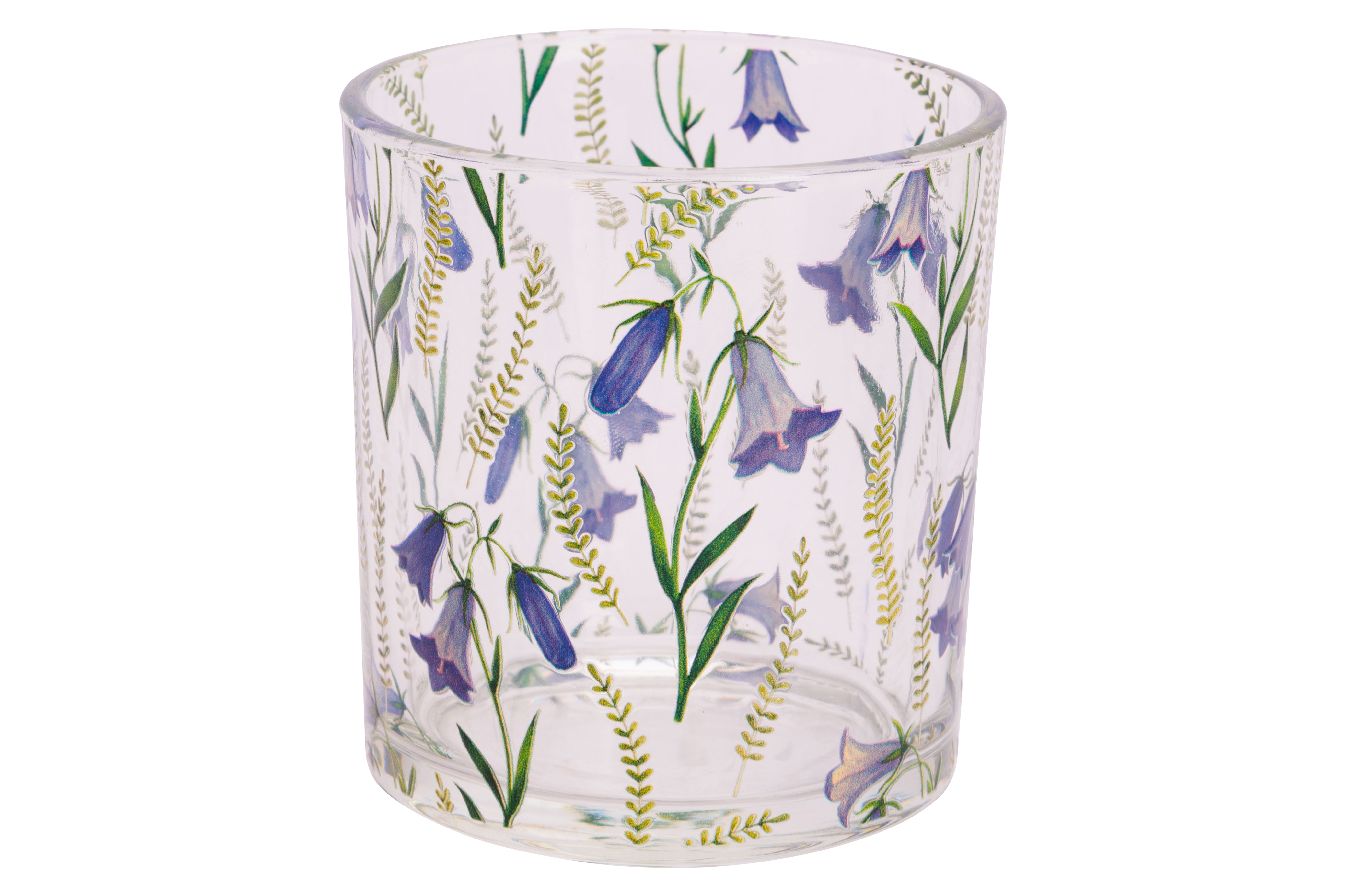 Cosy@Home Theelichthouder Purple Flowers 7x8 cm - Glas