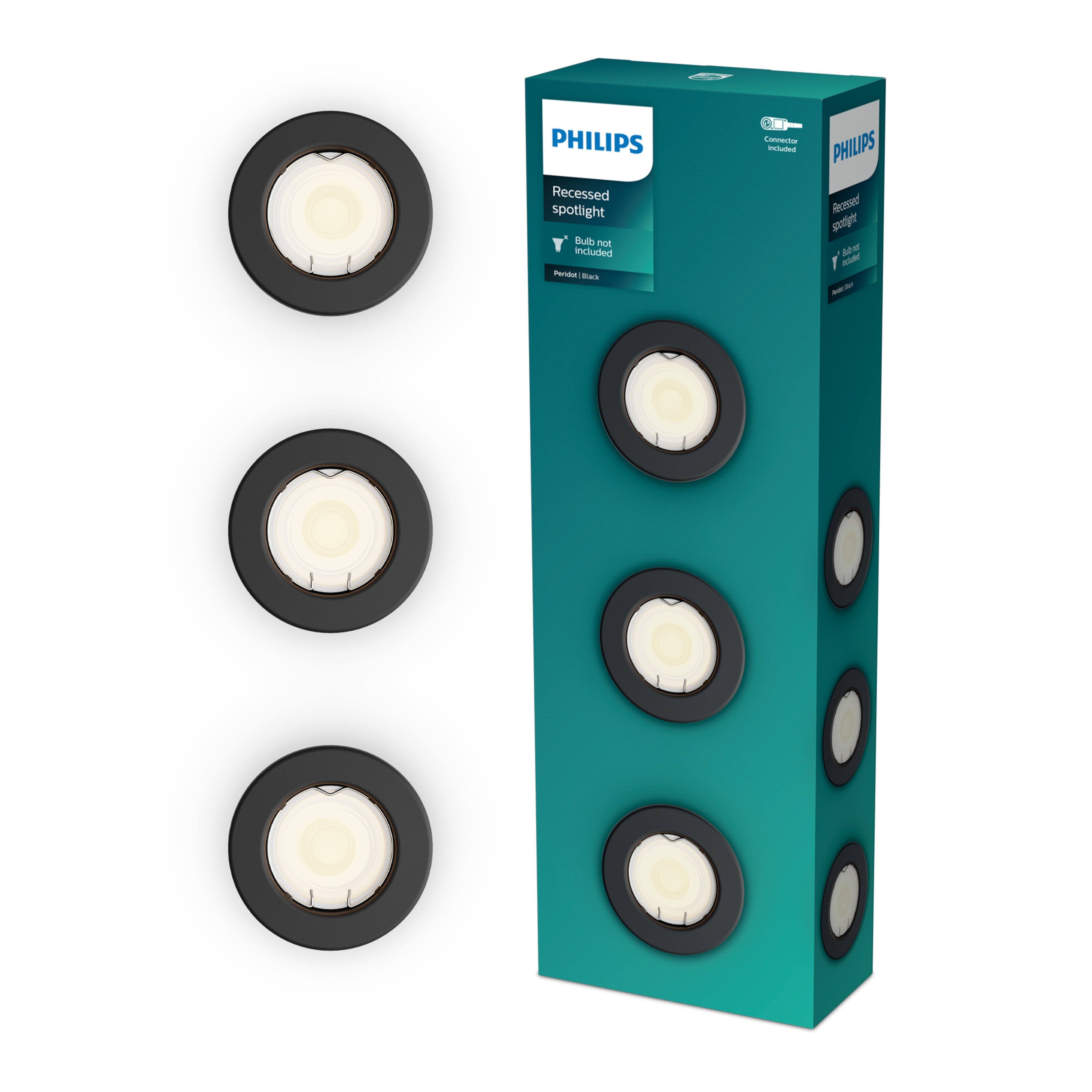 Philips Inbouwspot Peridot Rond GU10 Zwart - 3 stuks