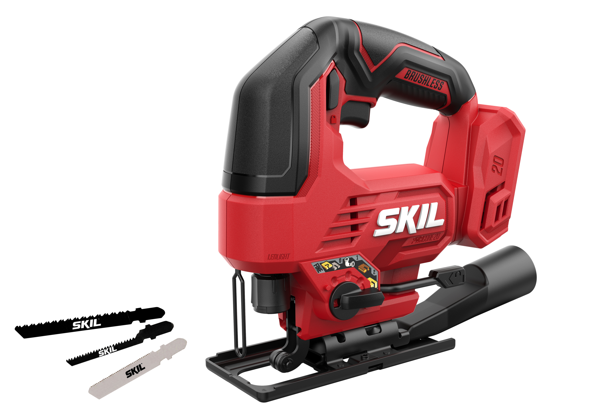 Skil Pendeldecoupeerzaag 3421CA met Borstelloze Motor met 3 Zaagbladen en Stofzuigeradapter excl Accu