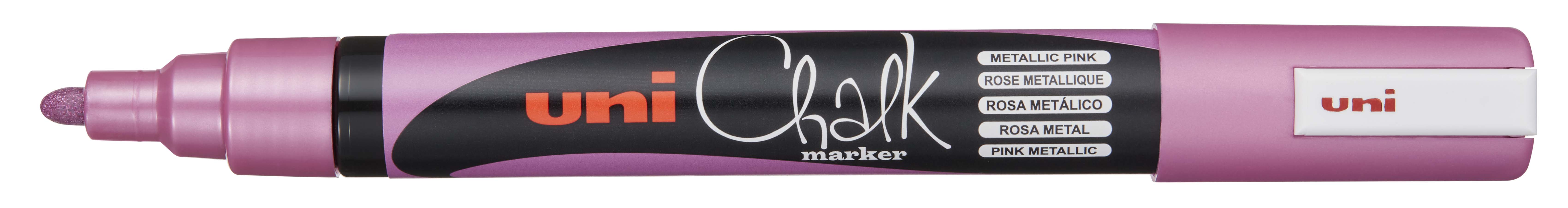 Krijtmarker 1.8/2.5 mm Conische Punt Chalk Marker by Uni - Metallic Roze