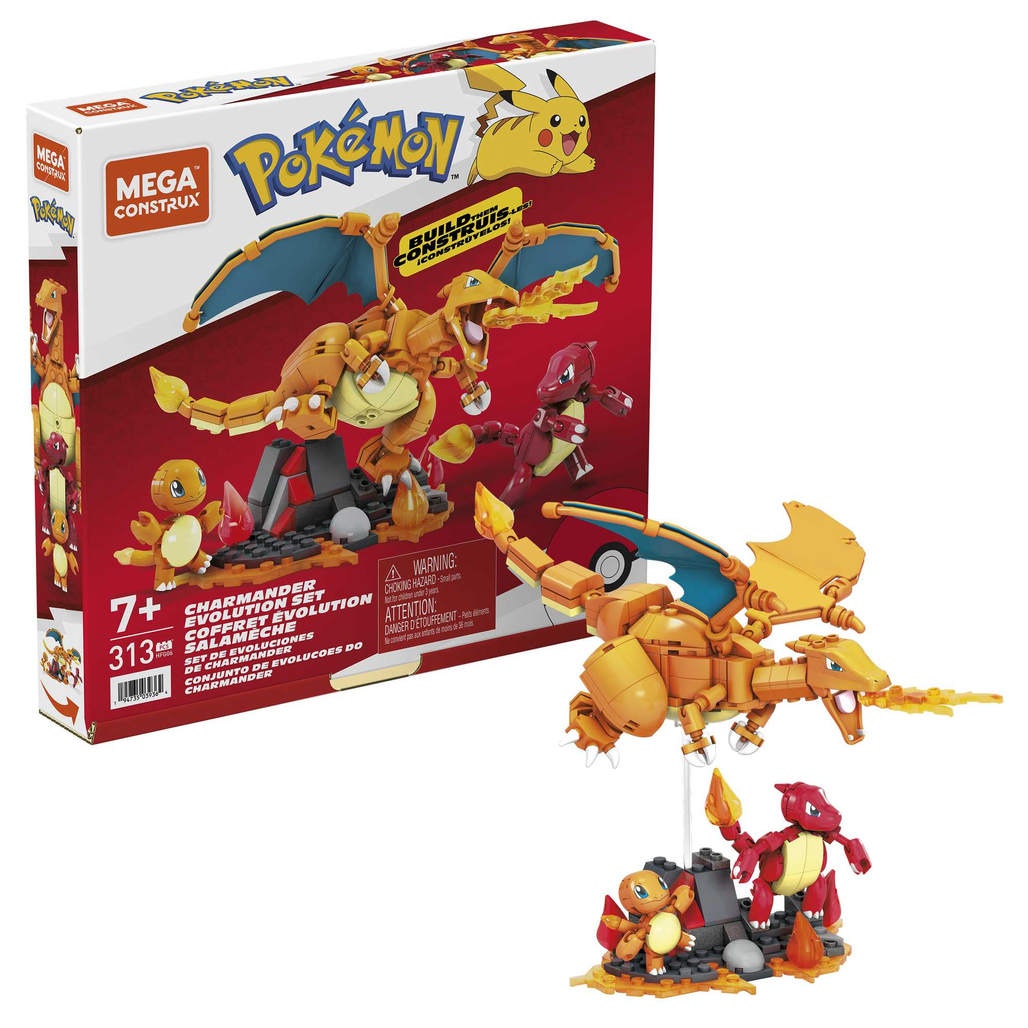 Mega Construx Pokemon Cahrmander Evolution Set