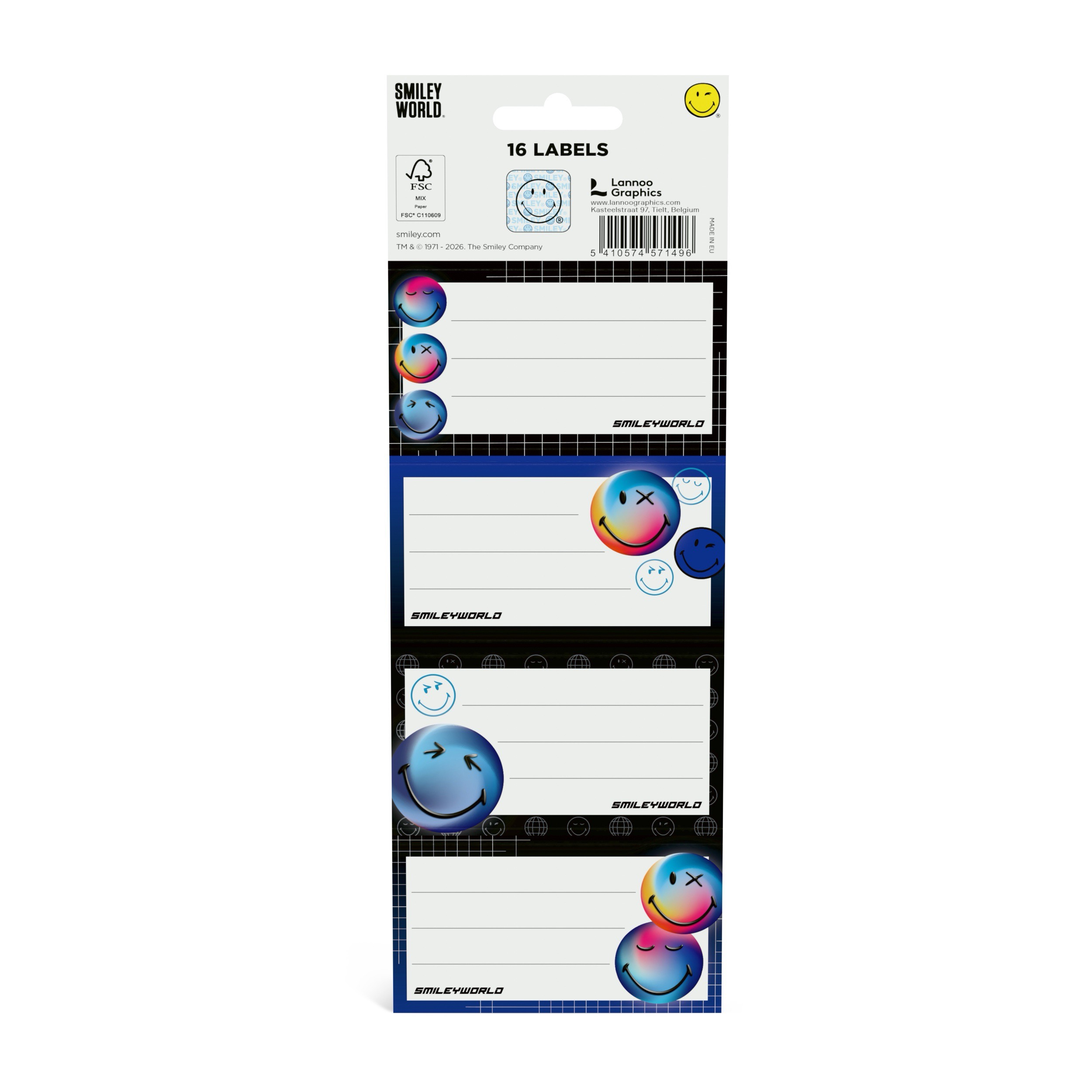 Smiley World Virtual Imagination Schooletiketten 16 stuks