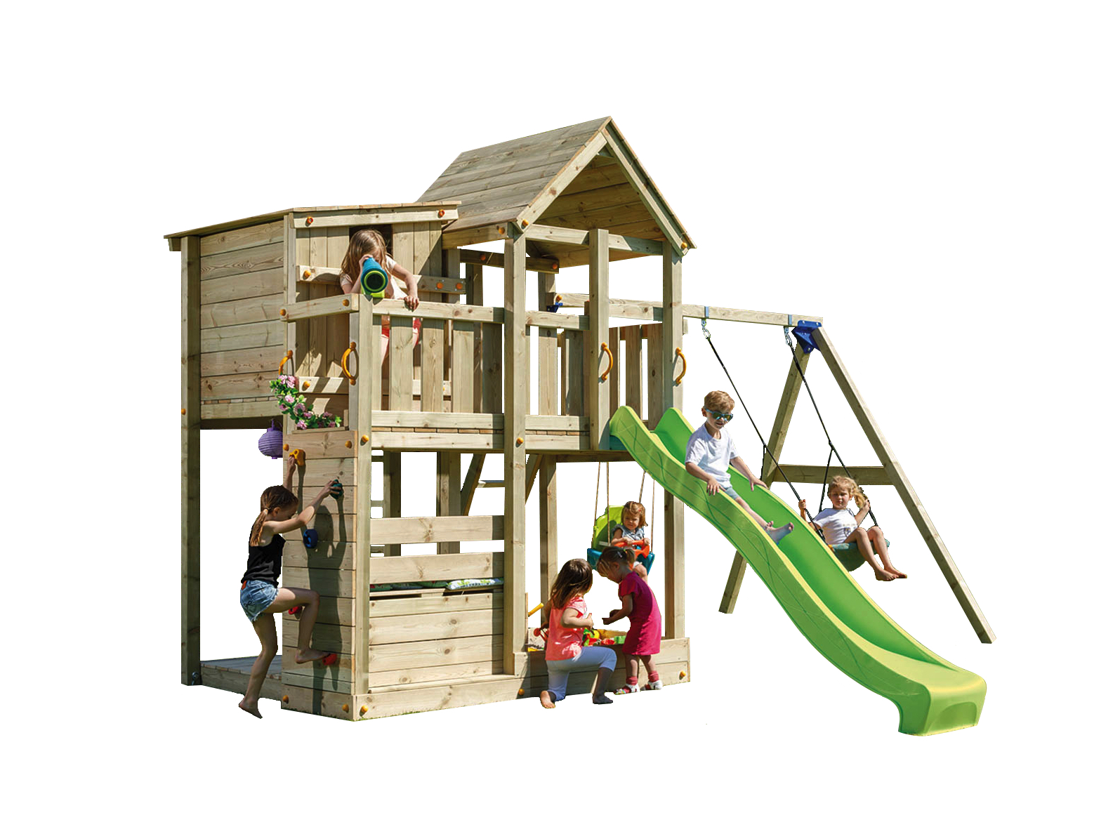 Blue Rabbit Palazzo Speeltoren met groene Glijbaan