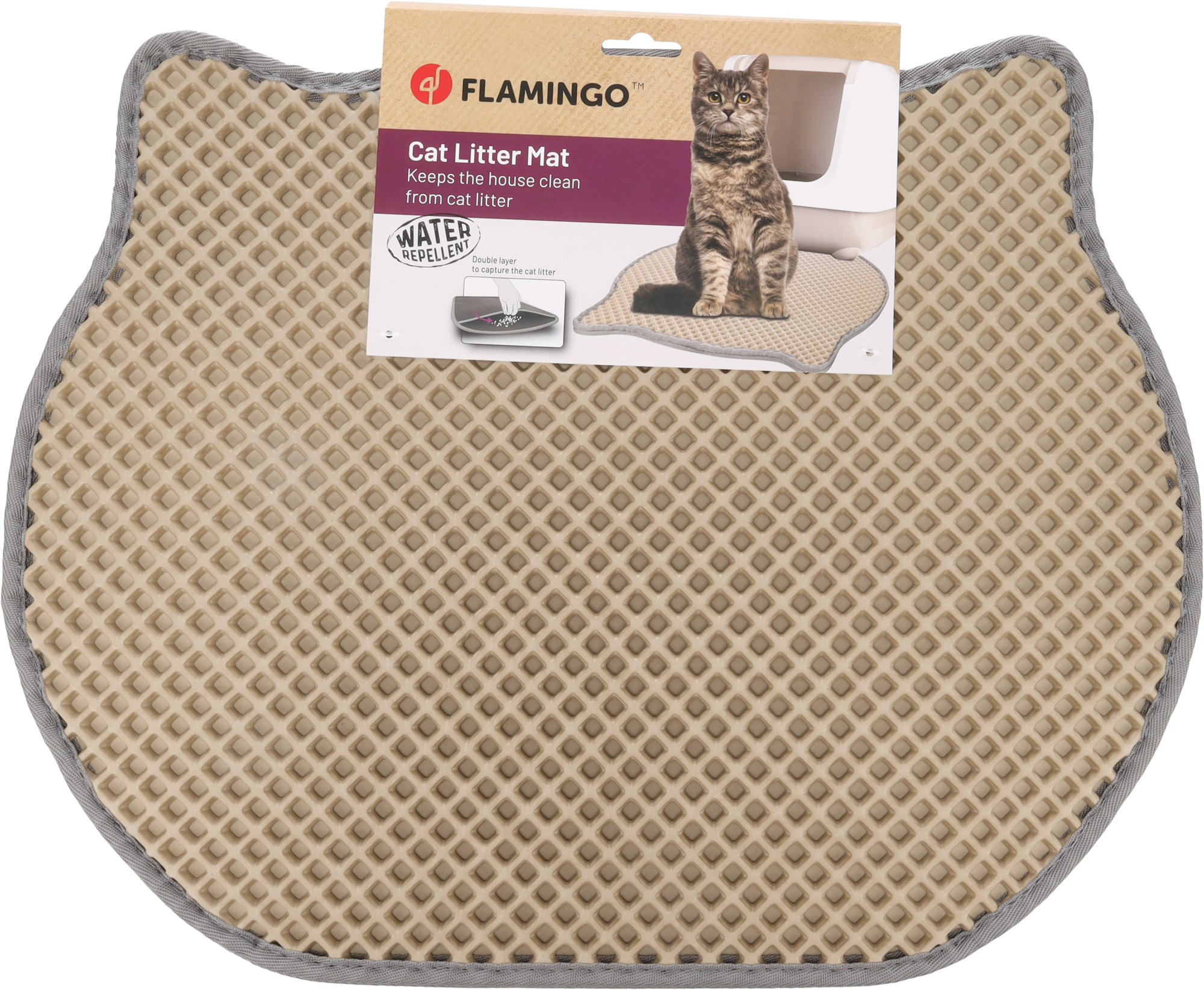 Flamingo Kattenbakmat Matz Beige 50x40x1.3 cm